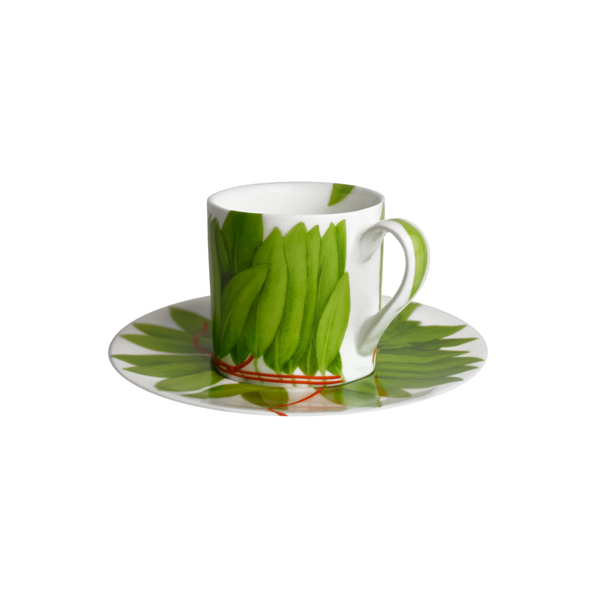 Taitù Fil Rouge Leaves Set of 4 espresso cups with saucer