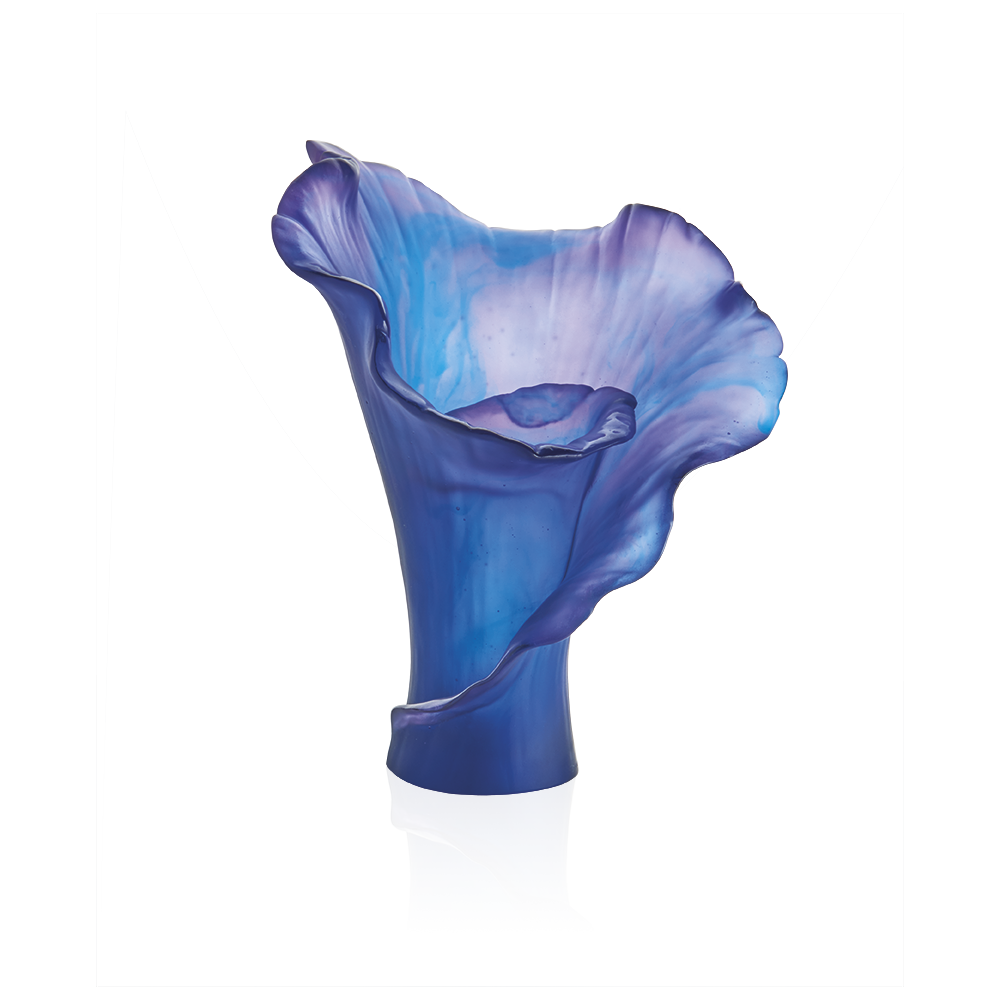 Daum Crystal Medium Vase Arum Blue Night