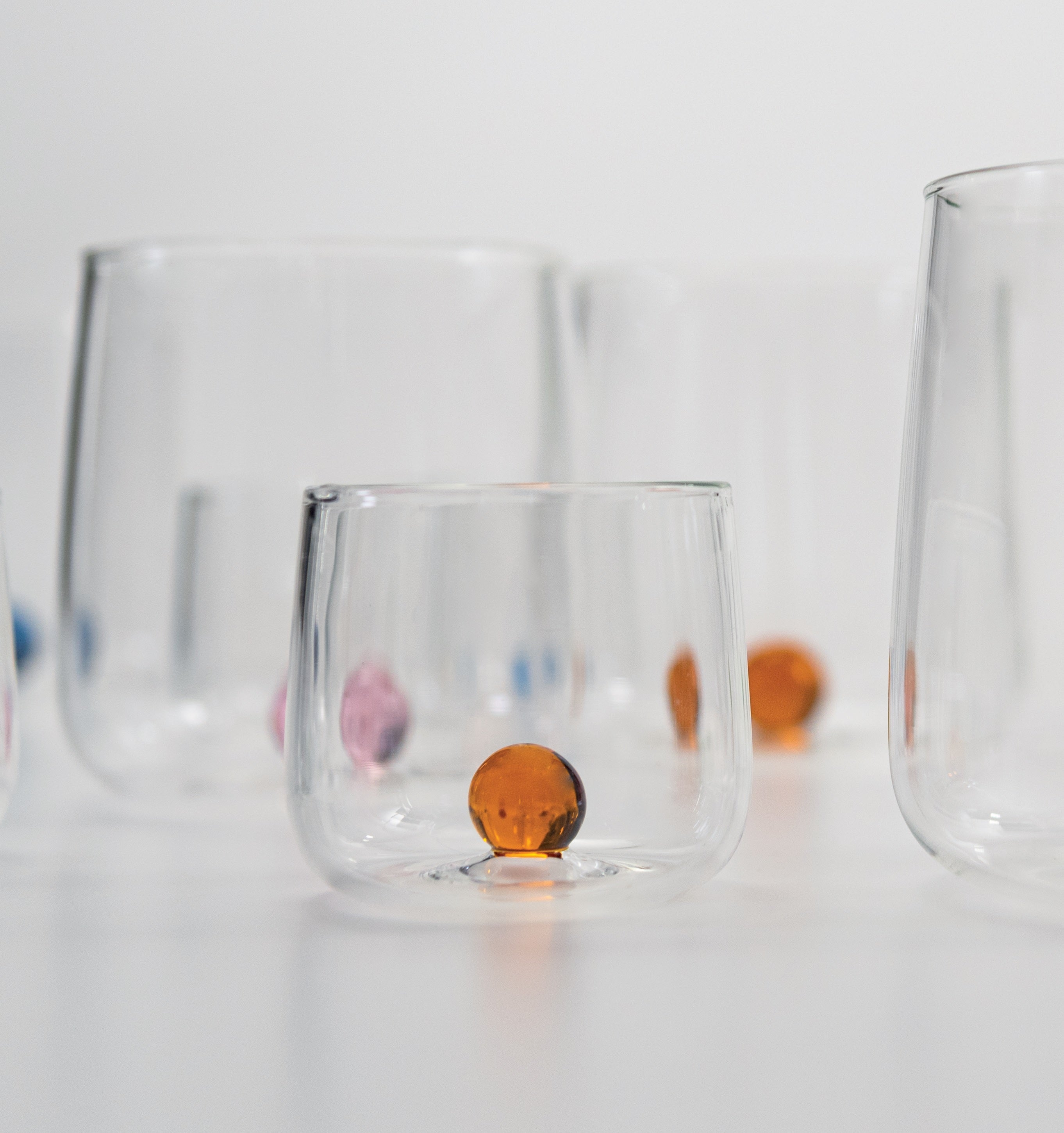 Zafferano Bilia Junior Set 6 Gläser aus Borosilikatglas, verschiedene Farben