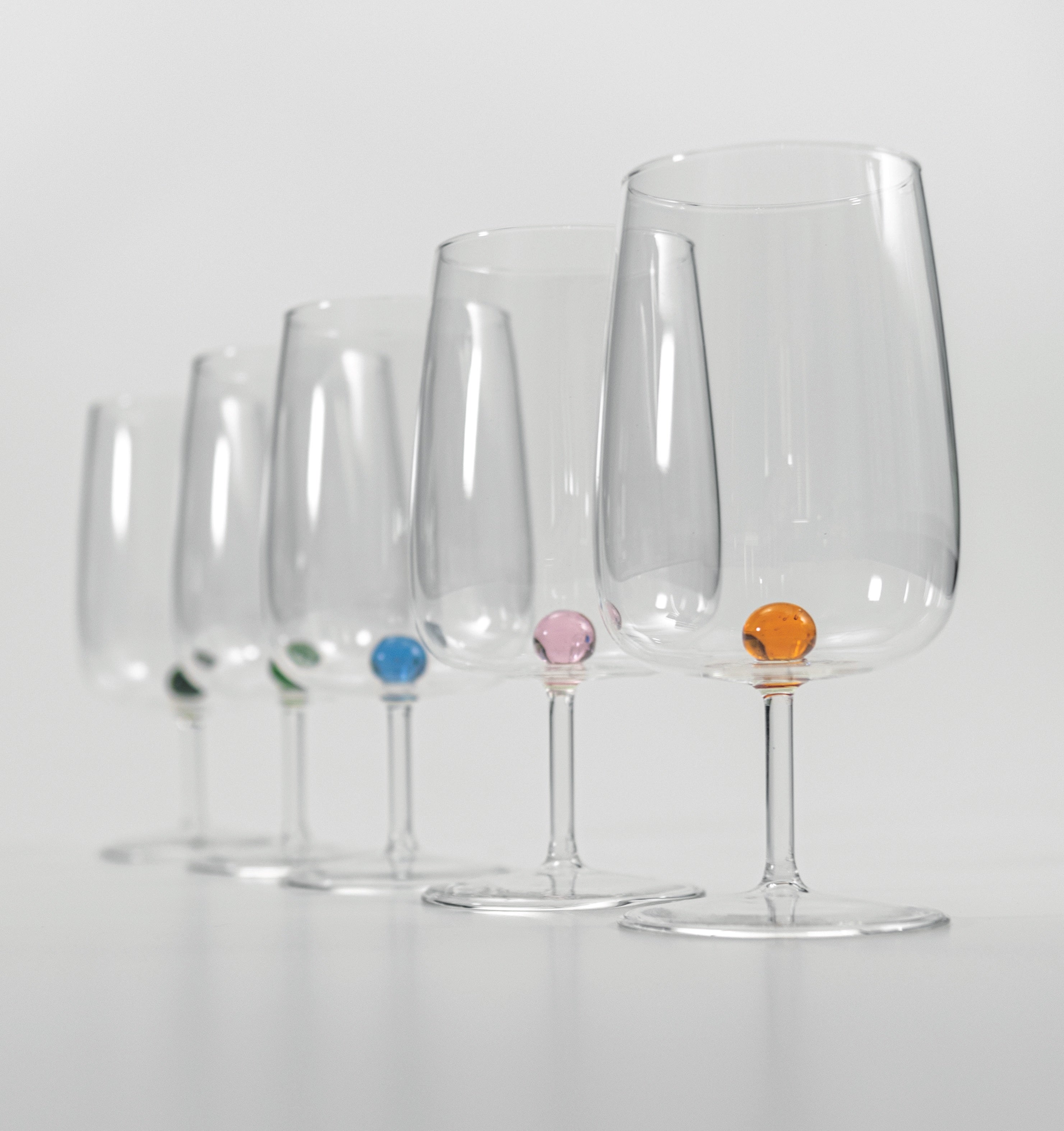 Zafferano Bilia Set 6 Goblets in borosilicate glass, Assorted Colors