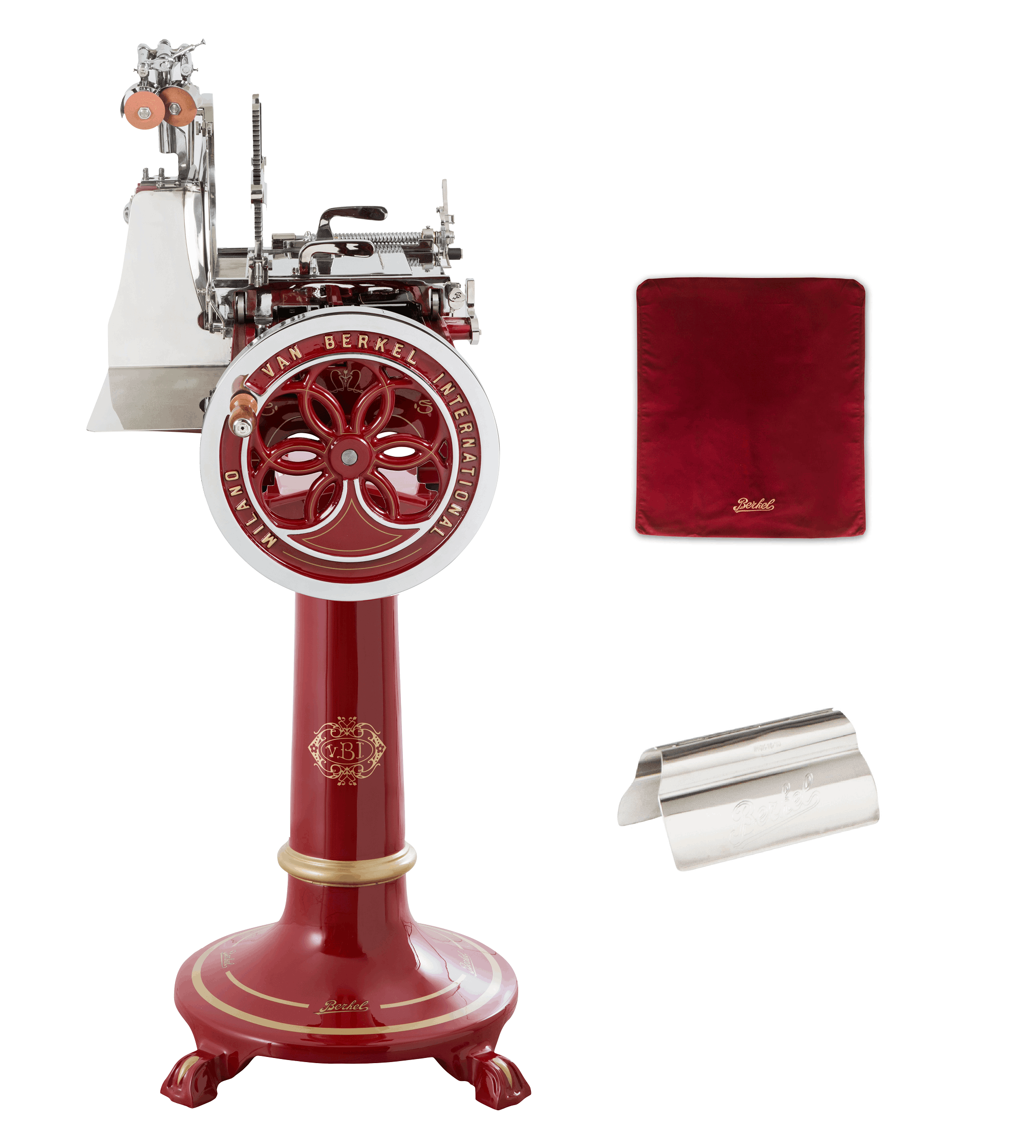 Berkel Affettatrice a Volano L16 Rosso + Piedistallo + Cover + Pinza Prosciutto Rosso