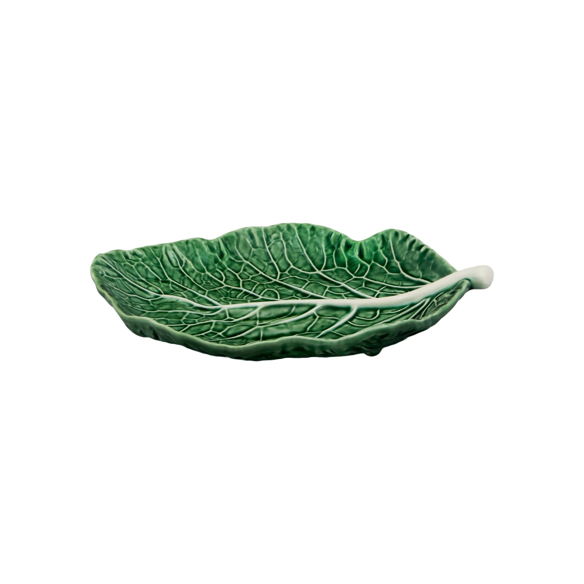 Bordallo Pinheiro Couve Green Leaf Tablett, 25 cm