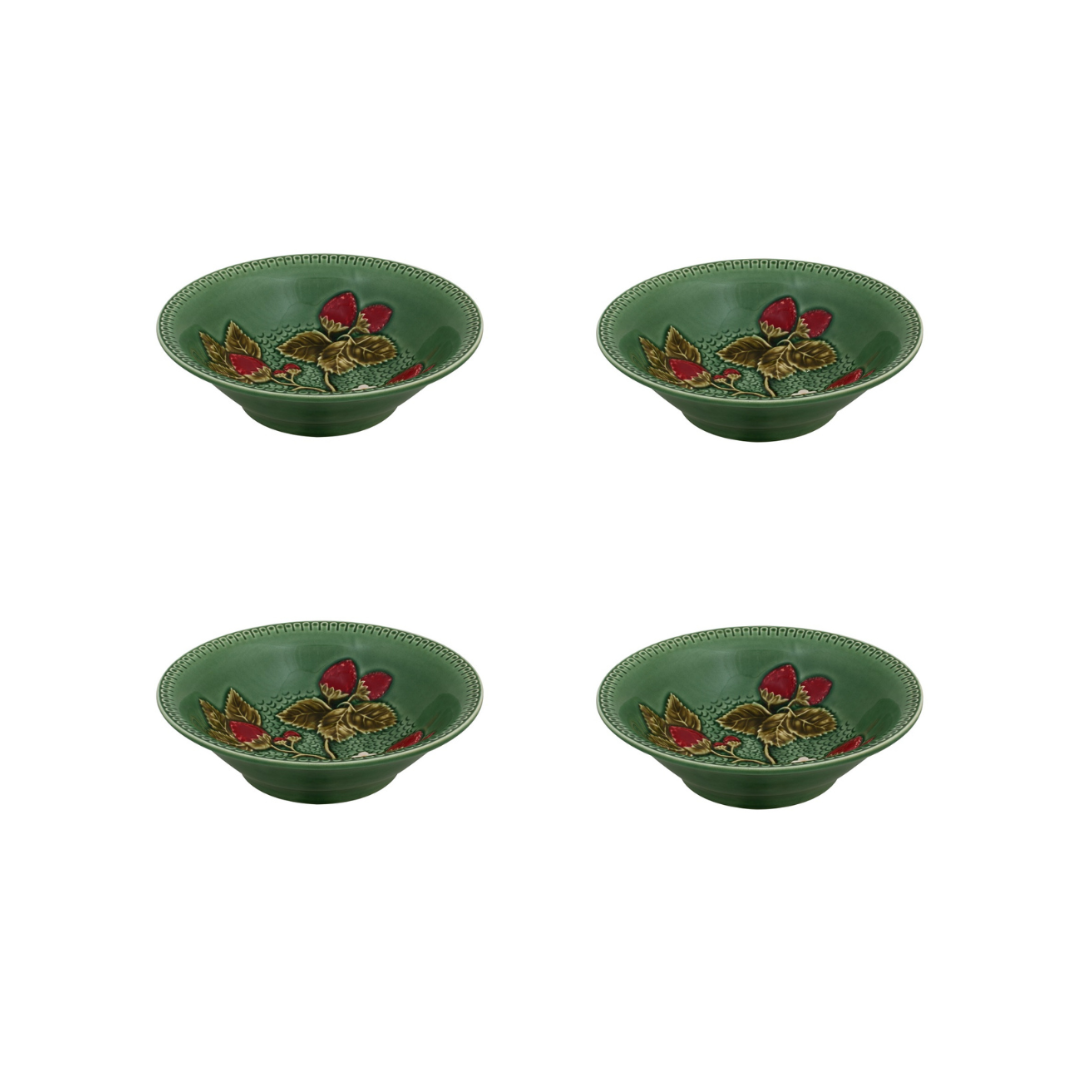 Bordallo Pinheiro Fragola Set 4 Ciotole Rotonde 18,5 cm