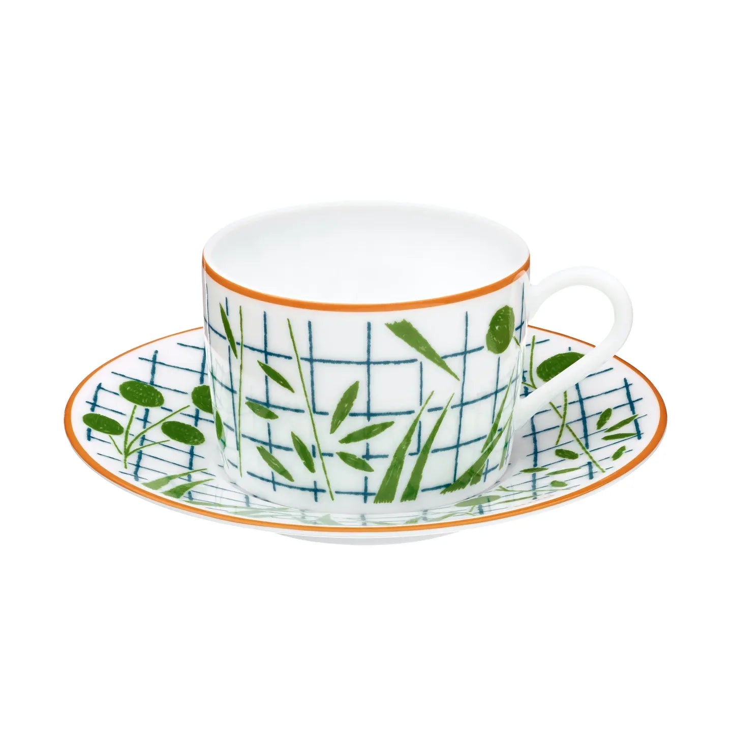 Hermès A walk in the Garden Set of 2 Tea Cups with Saucer 16 cl Green