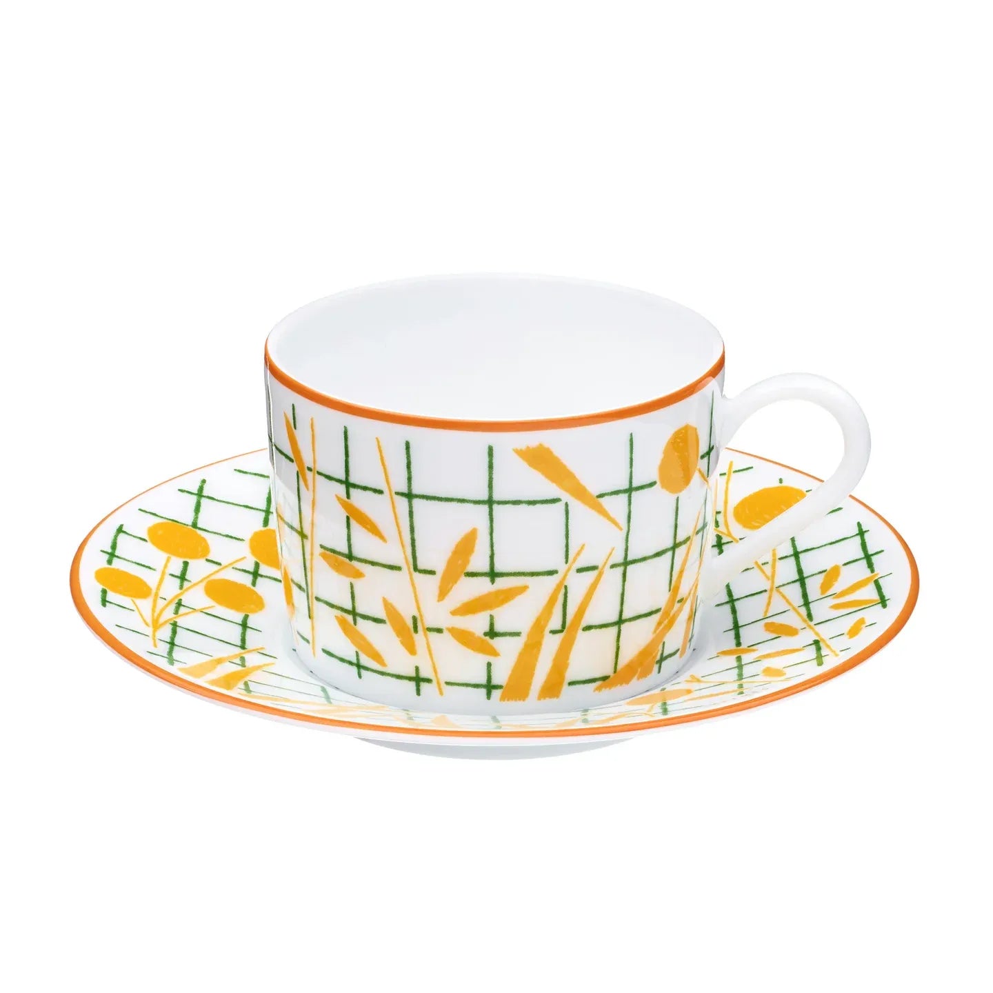 Hermès A walk in the Garden Set of 2 Tea Cups with Saucer 16 cl Yellow