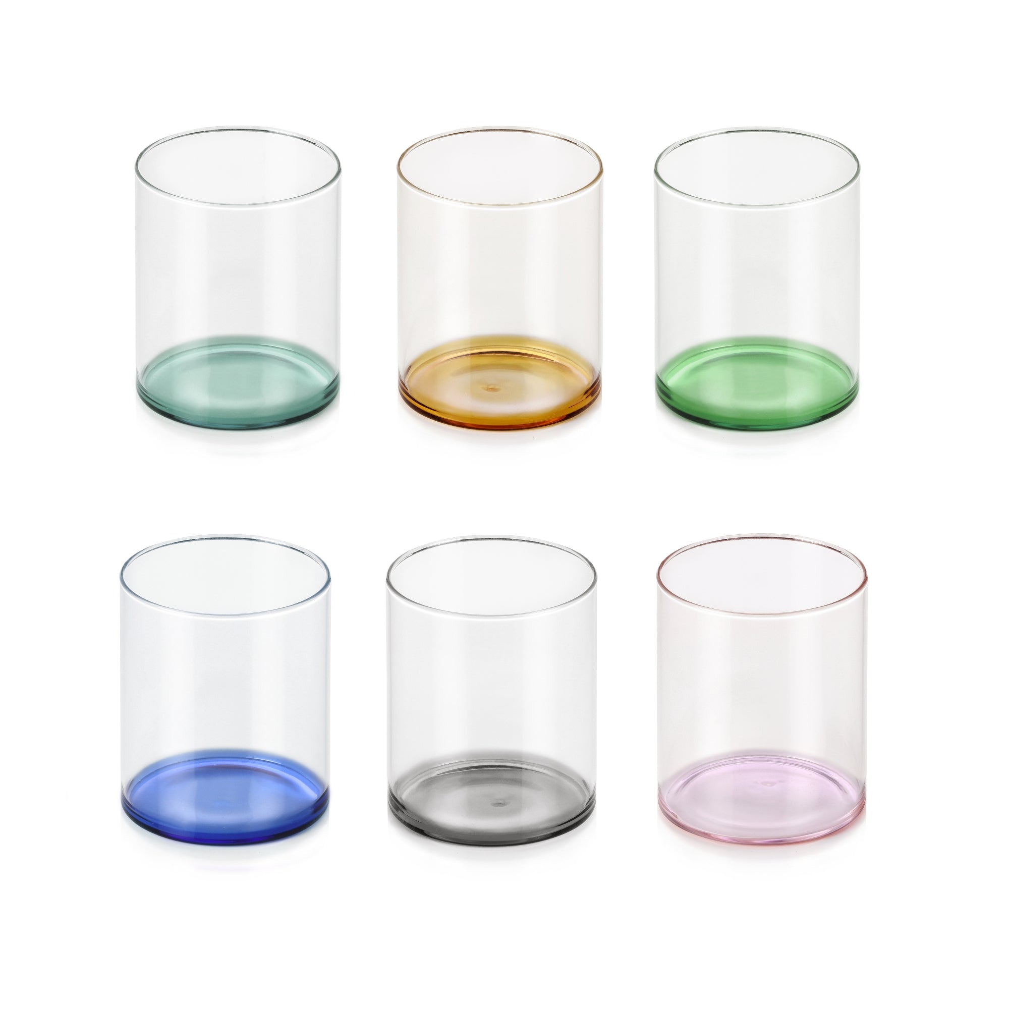 Ichendorf-Hintergrundset mit 6 Bechern aus Borosilikatglas, verschiedene Farben