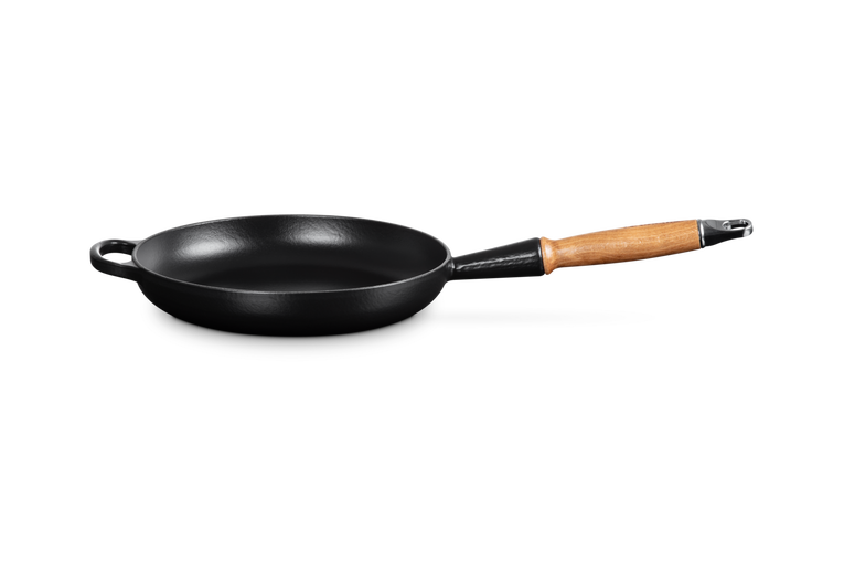 Le Creuset Glazed Cast Iron Frying Pan with Wooden Handle