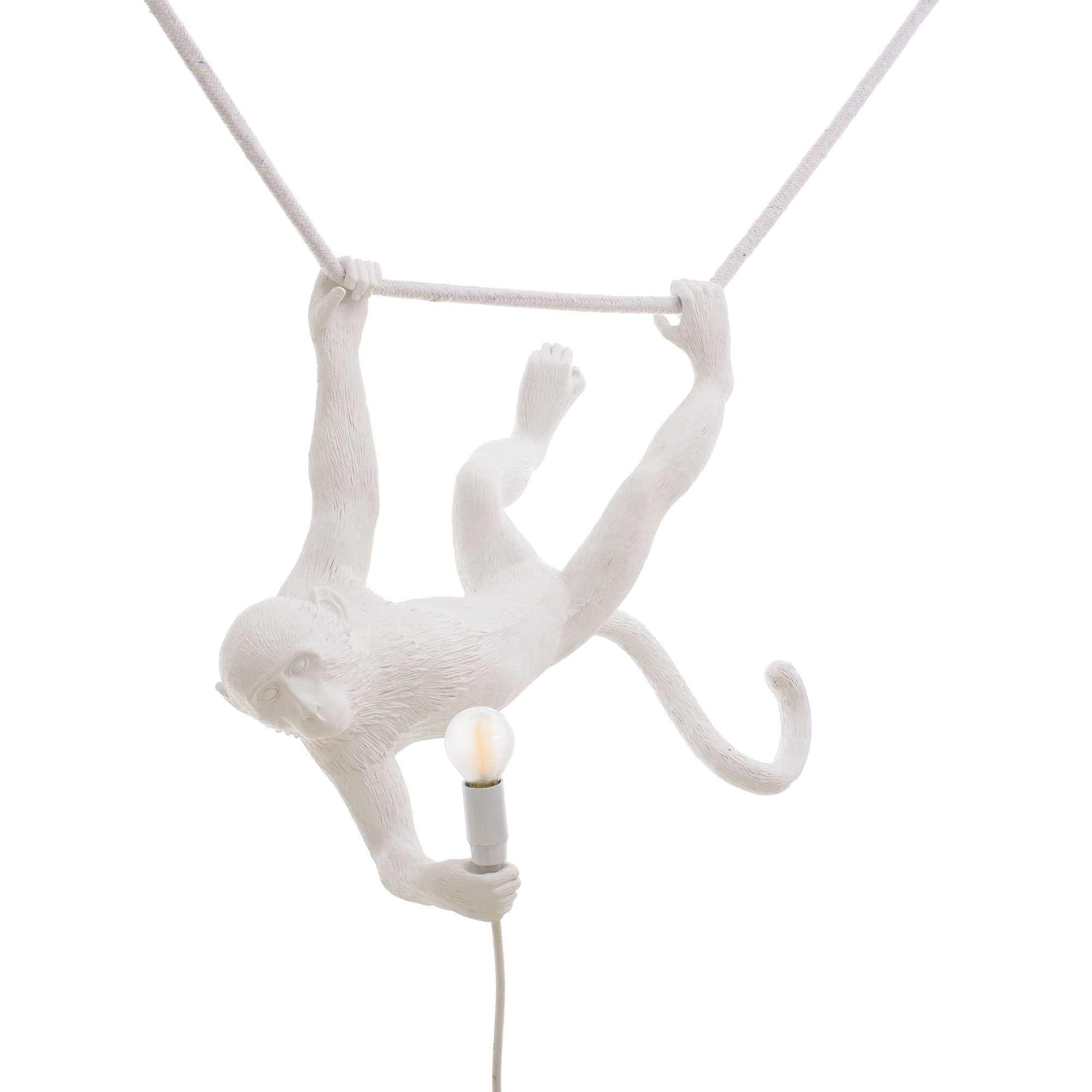 Seletti Monkey Lamp Lampada in resina Swing bianca