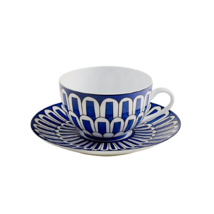 Hermès Blues d'Ailleurs set 2 Tazze the con piatto 20 cl