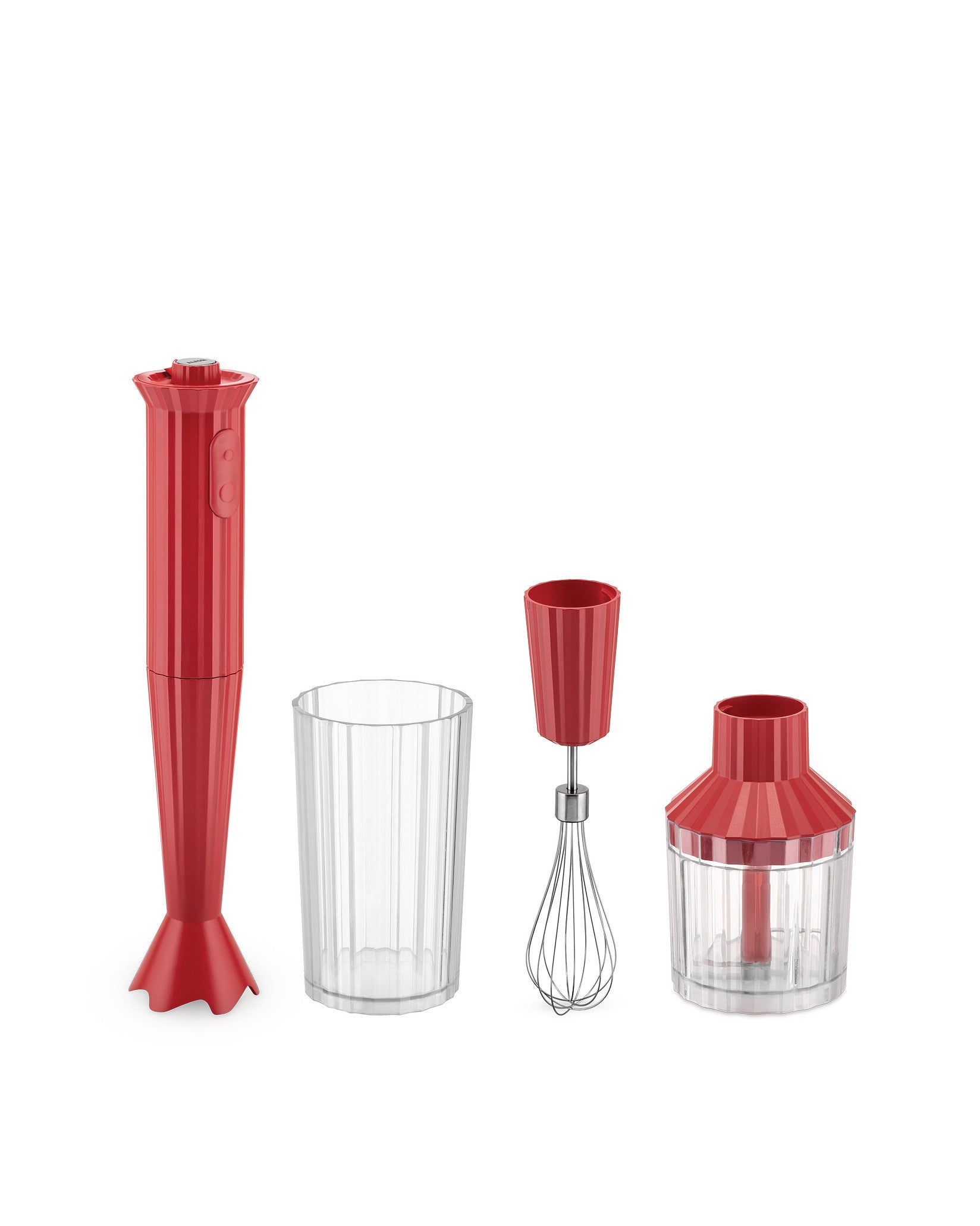 Alessi Plissé Hand blender with measuring cup, whisk and chopper