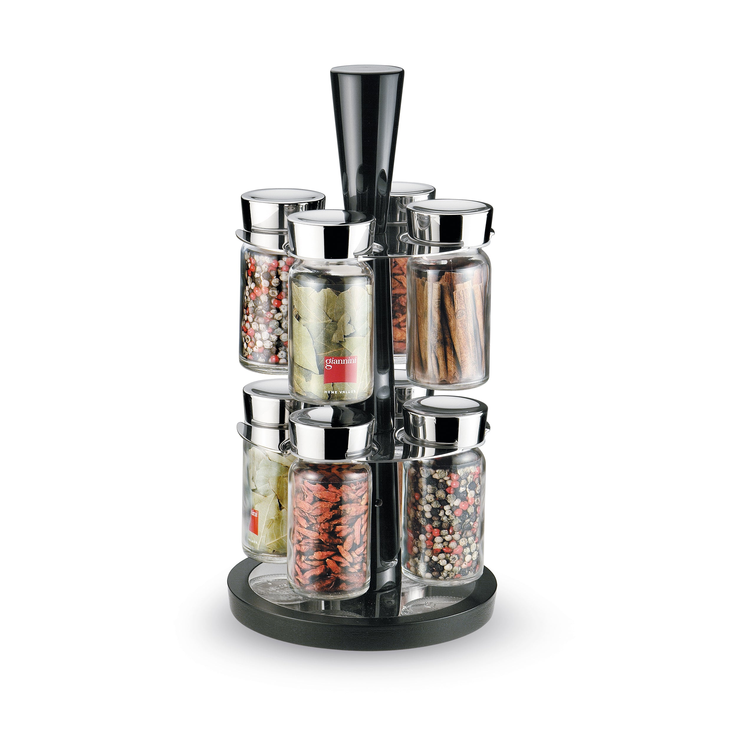 Giannini Glossy Rotating spice rack 8 pieces cm 15 Black