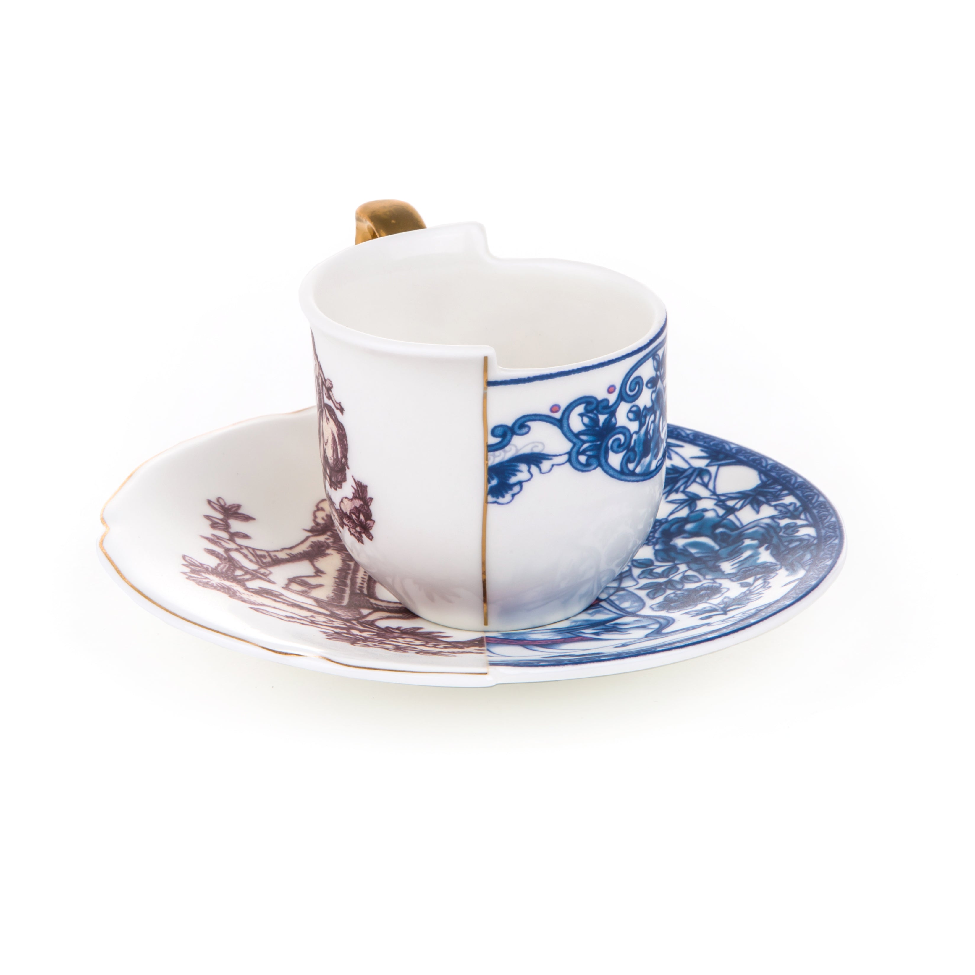 Seletti Hybrid Espresso cup with saucer in porcelain