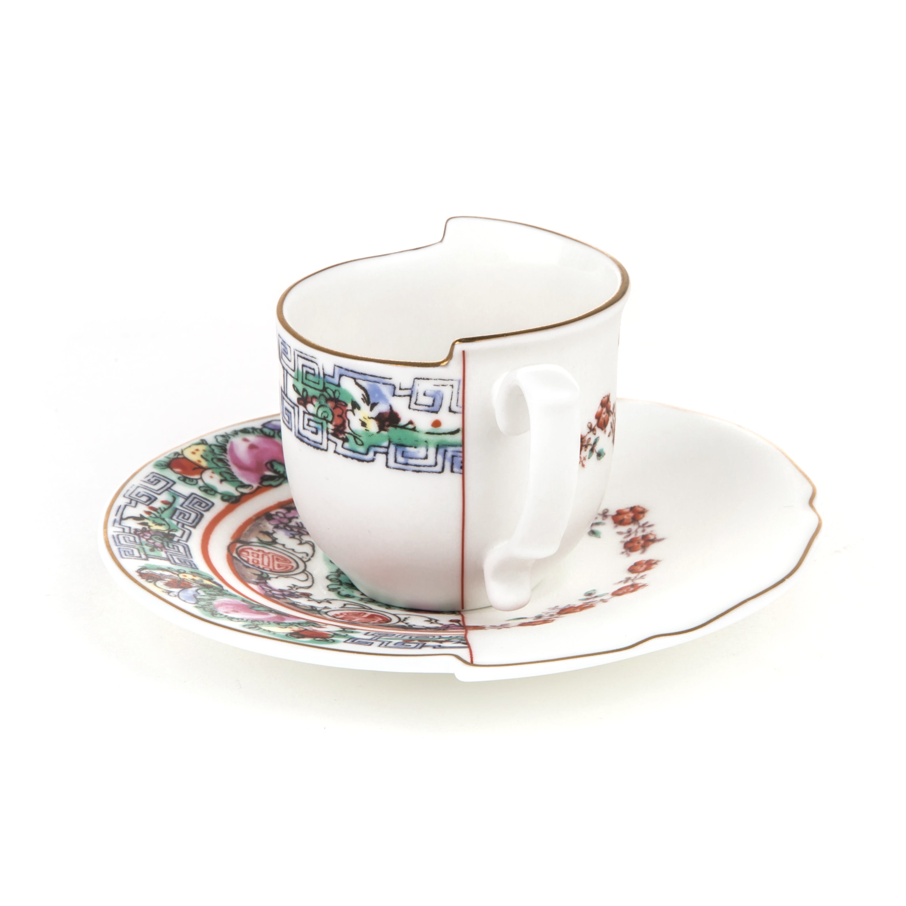 Seletti Hybrid Espresso cup with saucer in porcelain