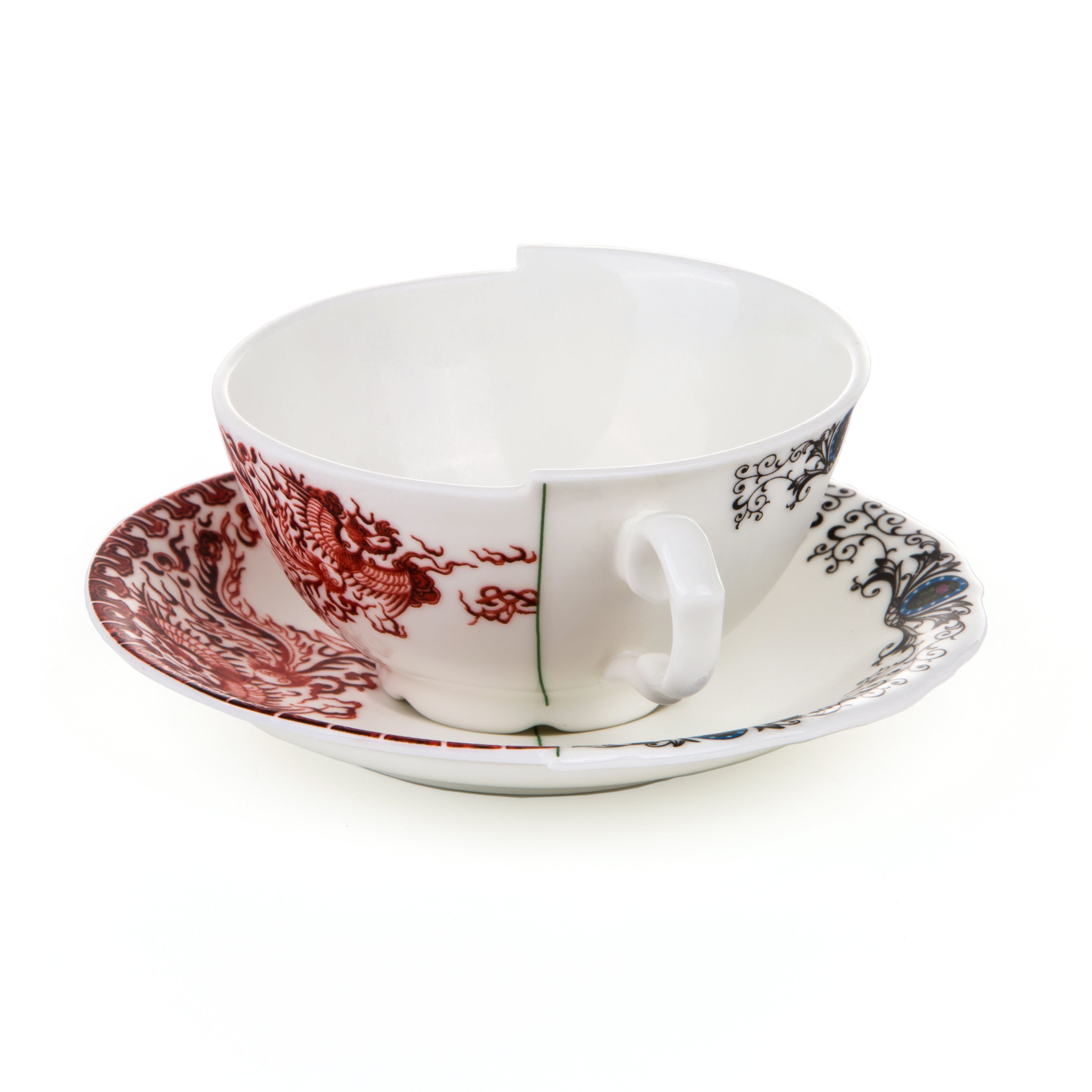 Seletti Hybrid Teacup with saucer in porcelain