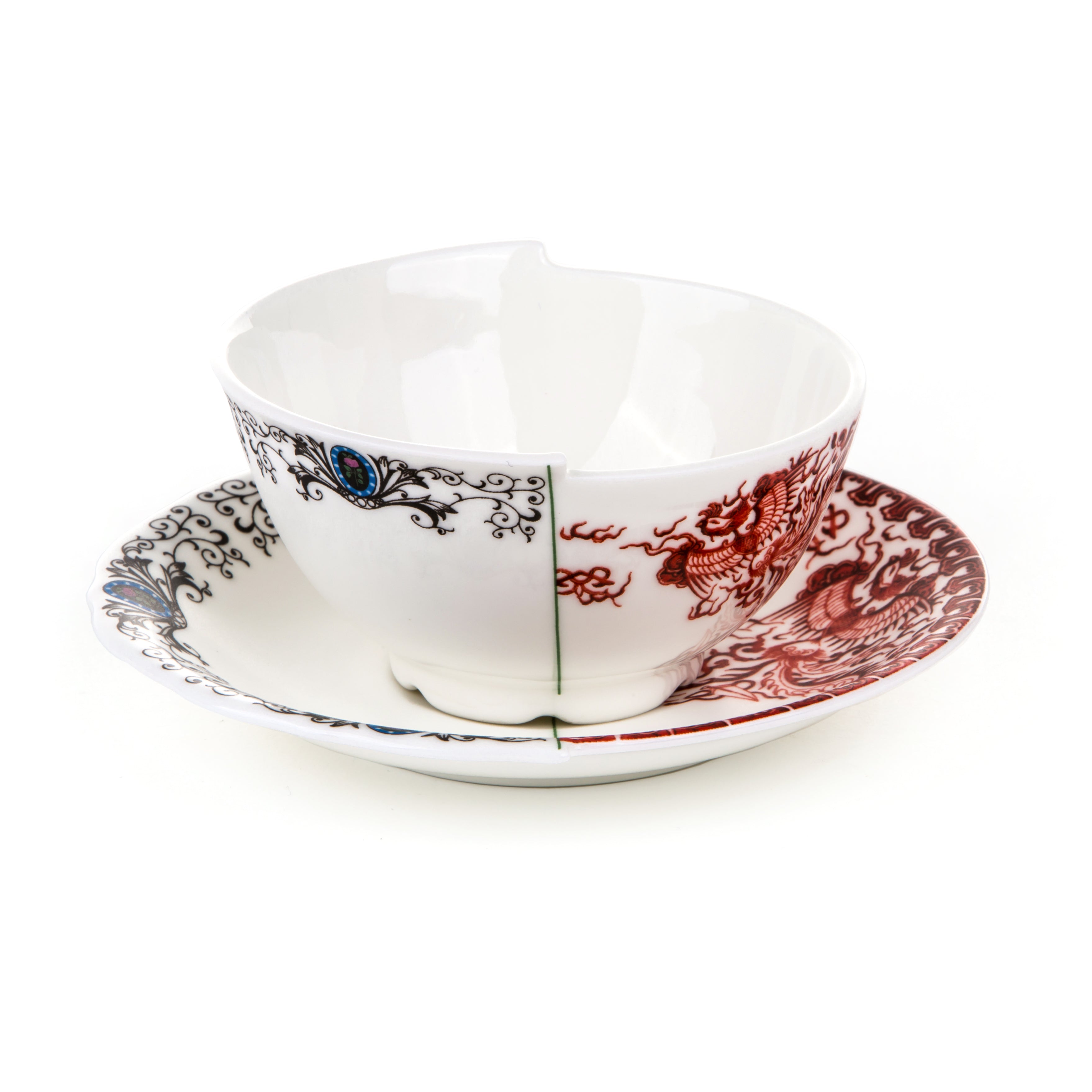 Seletti Hybrid Teacup with saucer in porcelain