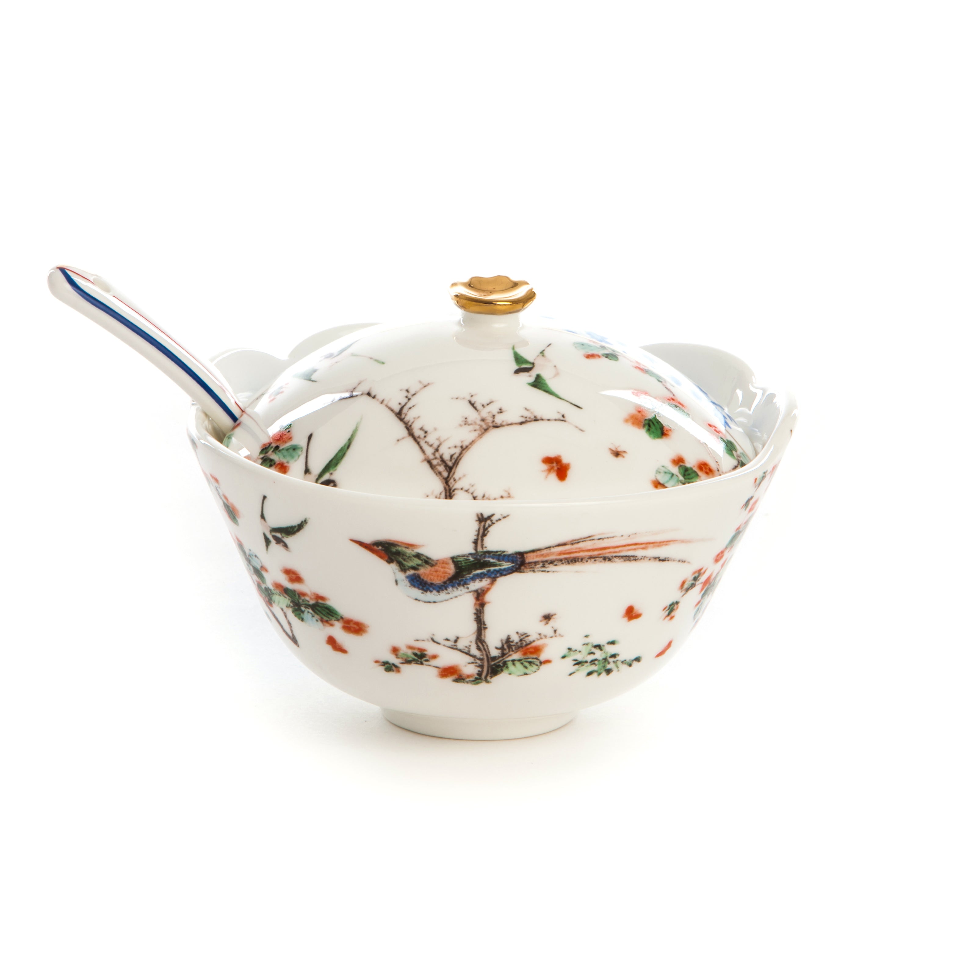 Seletti Hybrid Maurilia Porcelain sugar bowl with spoon