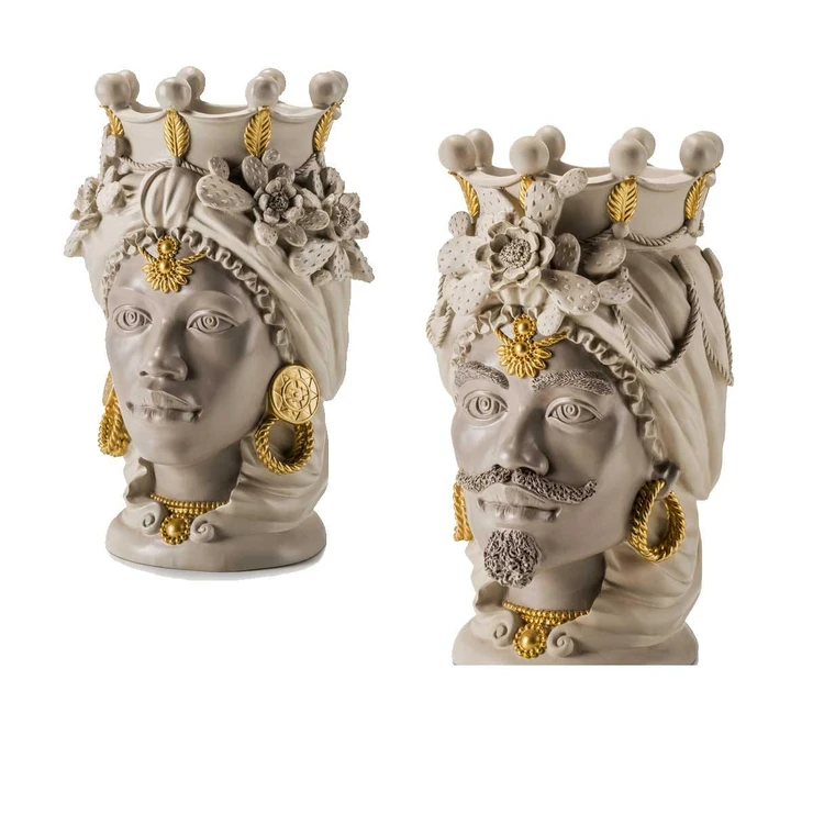 Palais Royal Pair of Moor's Heads Clay/Gold, 42 cm