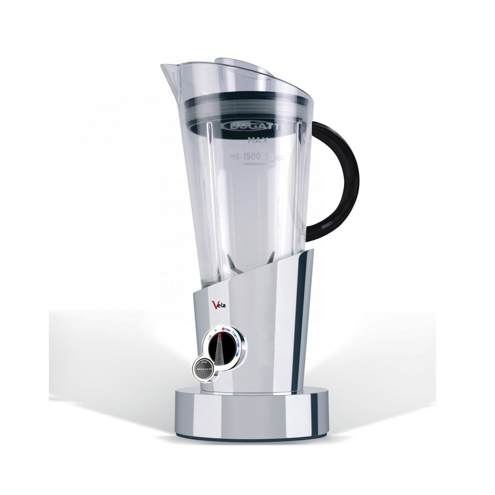 BUGATTI, Vela Evolution, Electric Blender for Smoothies and Smoothies, Ice Crusher Function Included, 4 Speeds, Capacity 1.5 liters, 500 W, Innovative Design