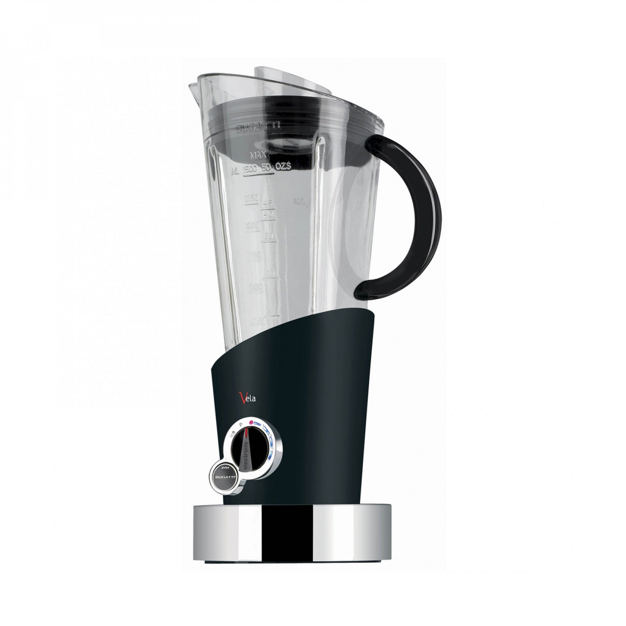 BUGATTI, Vela Evolution, Electric Blender for Smoothies and Smoothies, Ice Crusher Function Included, 4 Speeds, Capacity 1.5 liters, 500 W, Innovative Design