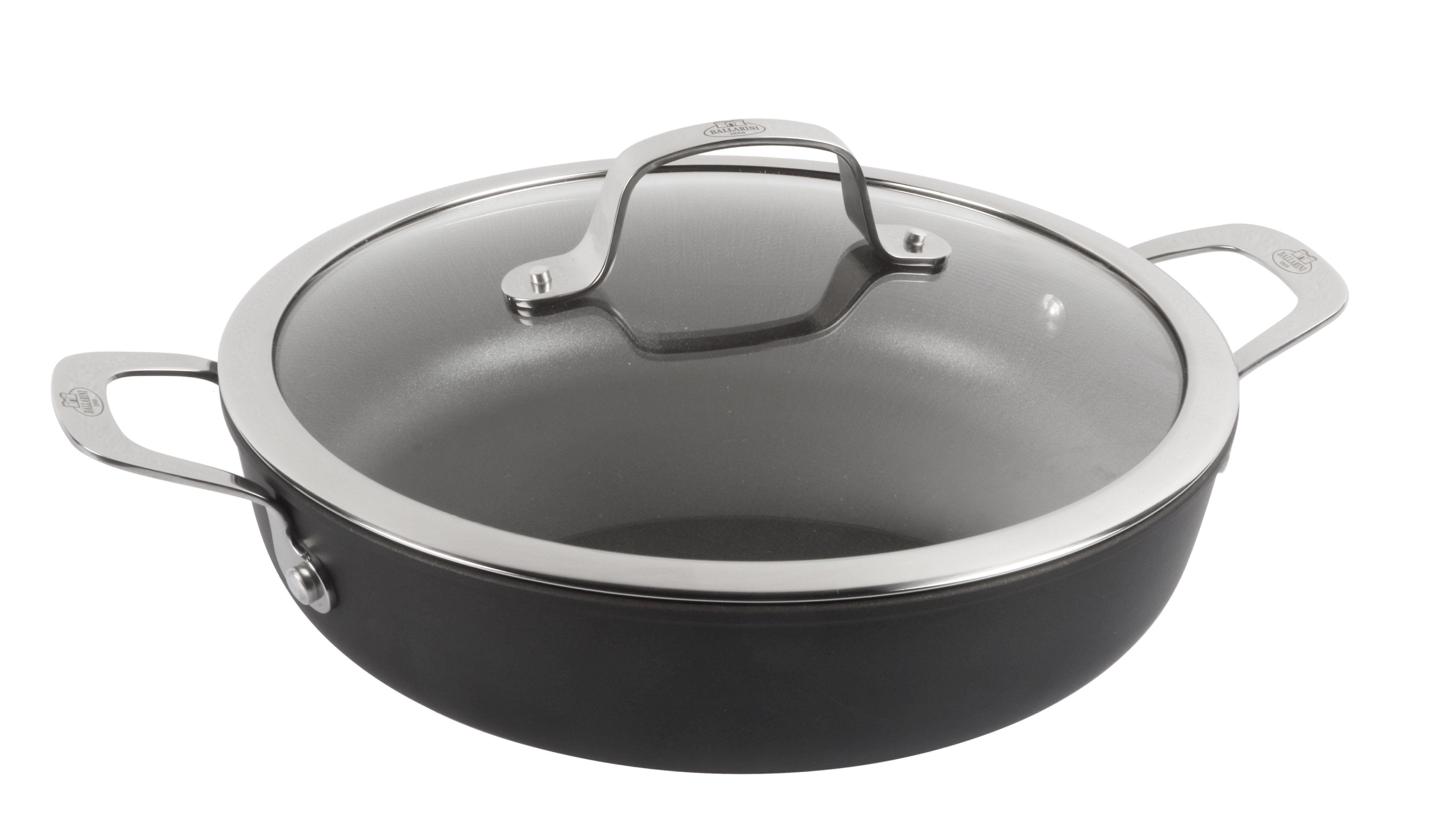 Ballarini Non-stick aluminum pan with handles and lid, Alba line, cm 28