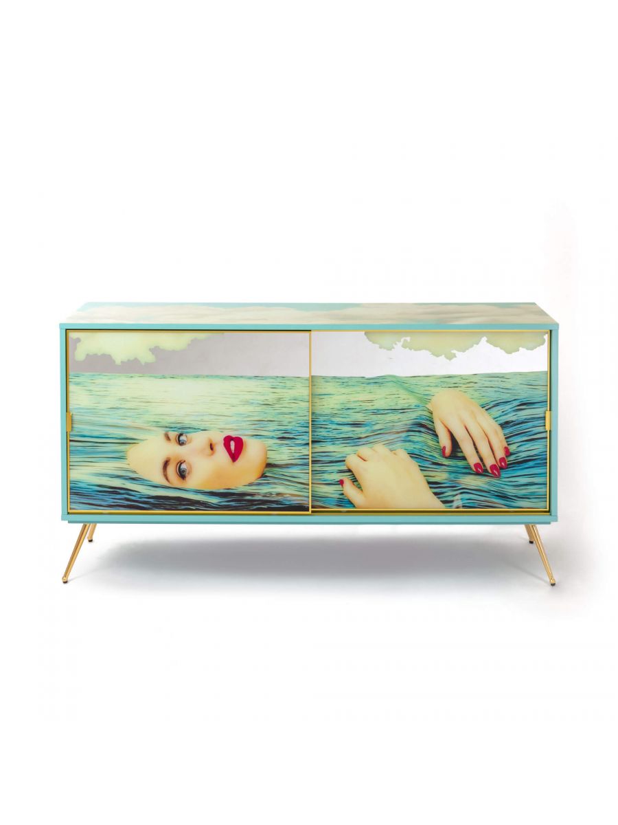 Seletti Toiletpaper Home Mobile Sideboard with two sliding doors