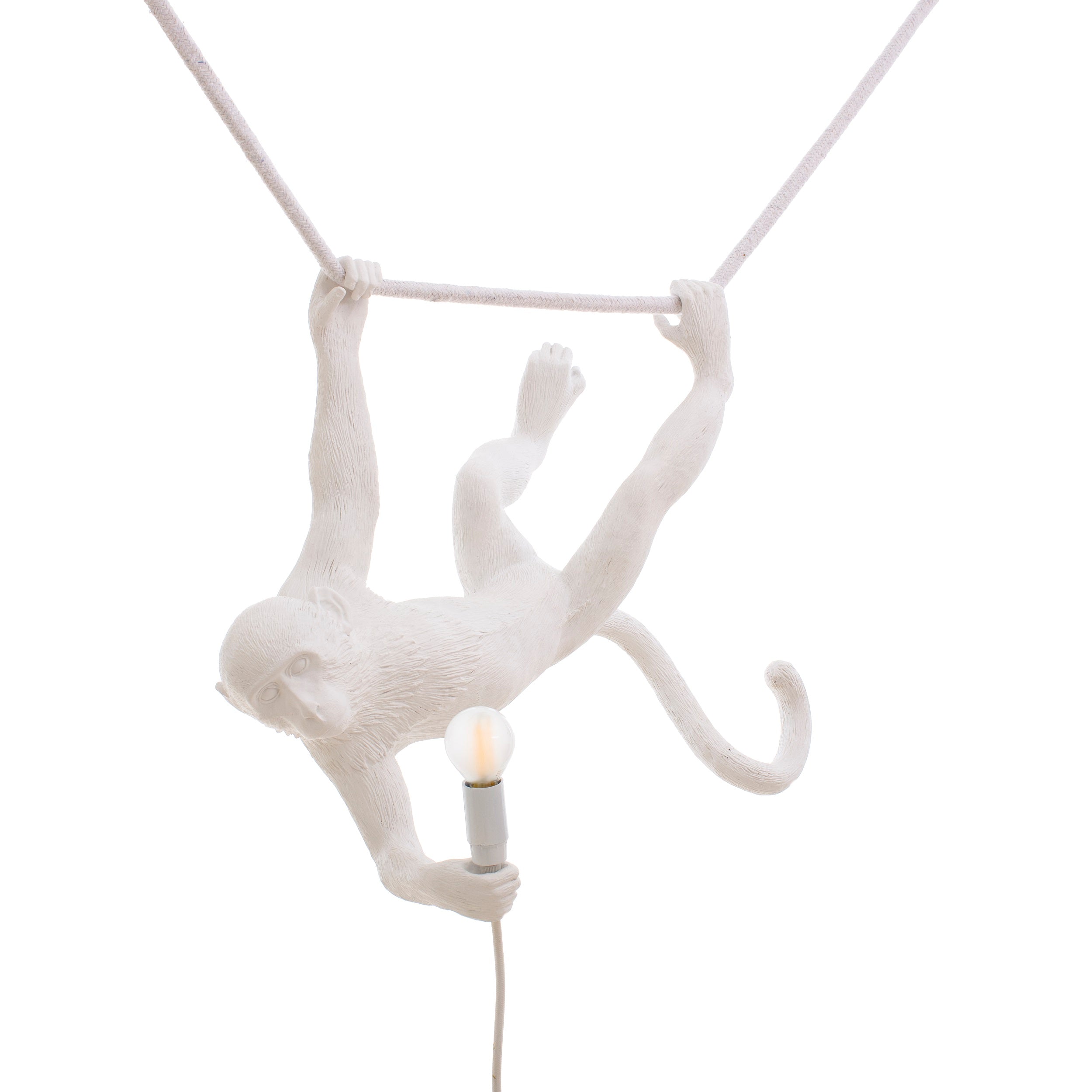 Seletti Monkey Lamp Swing Lampe aus weißem Kunstharz