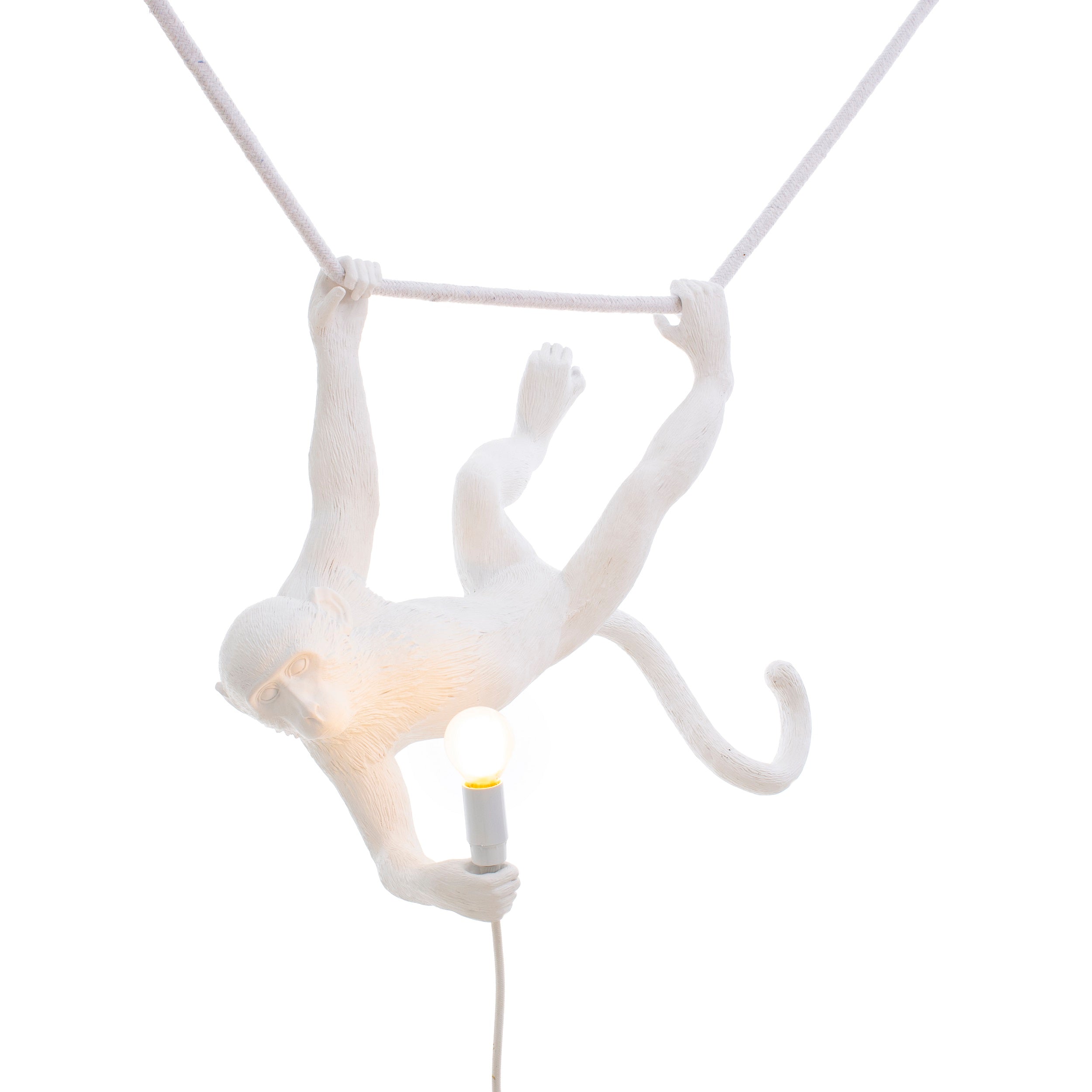 Seletti Monkey Lamp Swing Lampe aus weißem Kunstharz