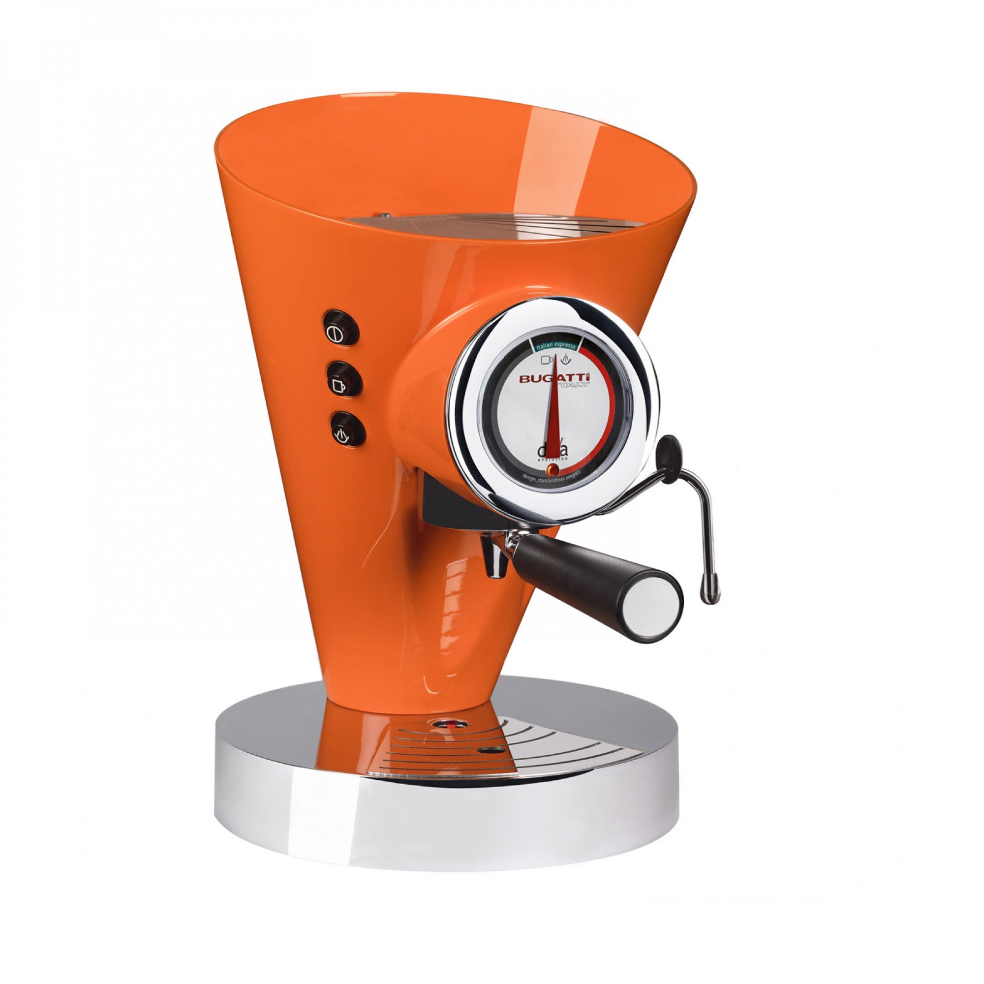BUGATTI, Diva Evolution, Espresso and Cappuccino Coffee Machine, for Ground Coffee Powder and Pods, Non-Stop Steam Function, 15 bar, 950 W, 0.8 Liter Capacity, Elegant Design