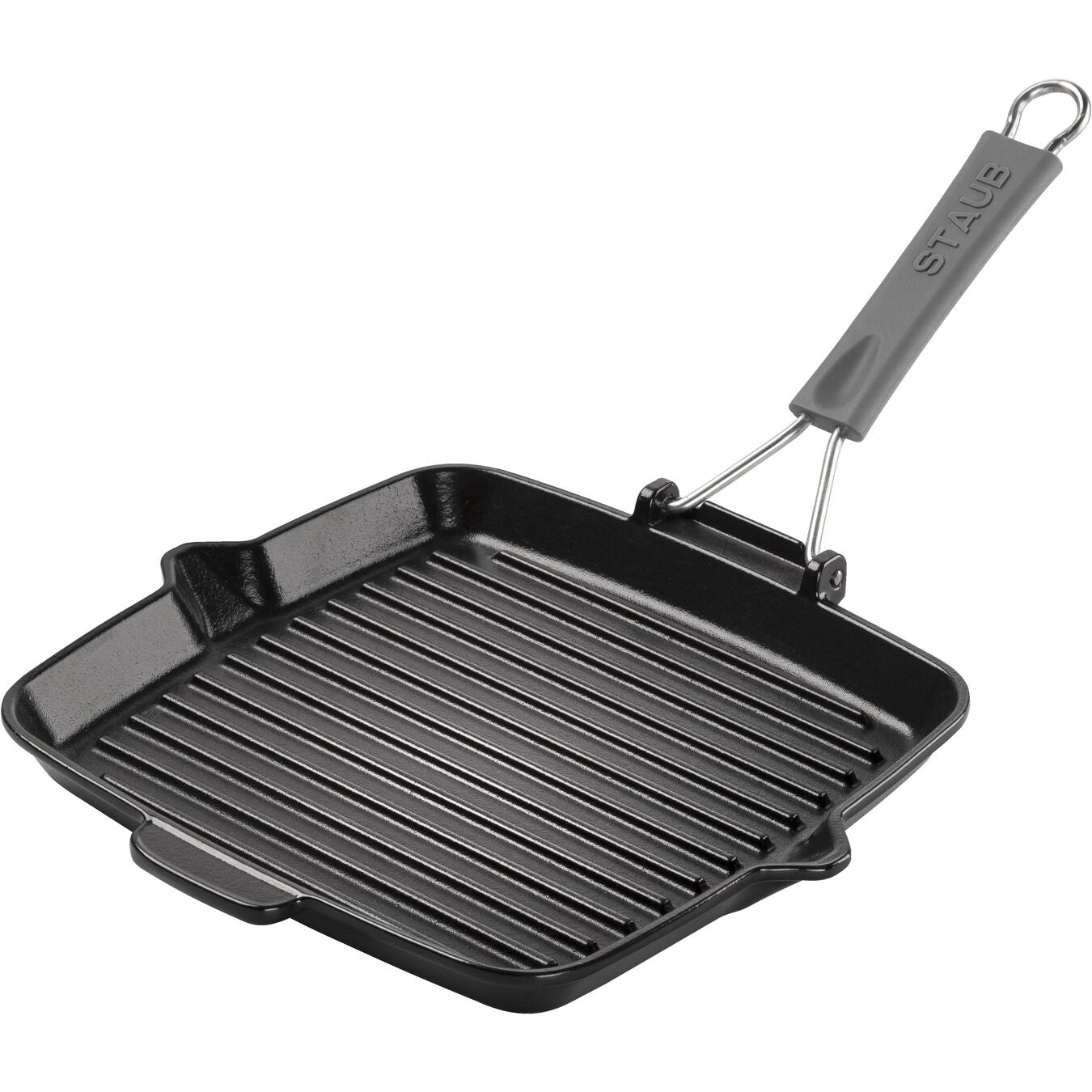 Staub Grill Pans Square Grill Pan with Spouts, Black 24 cm