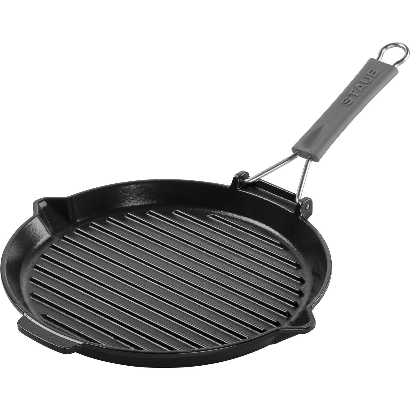 Staub Grill Pans Grill pan with spouts round 28 cm, Black
