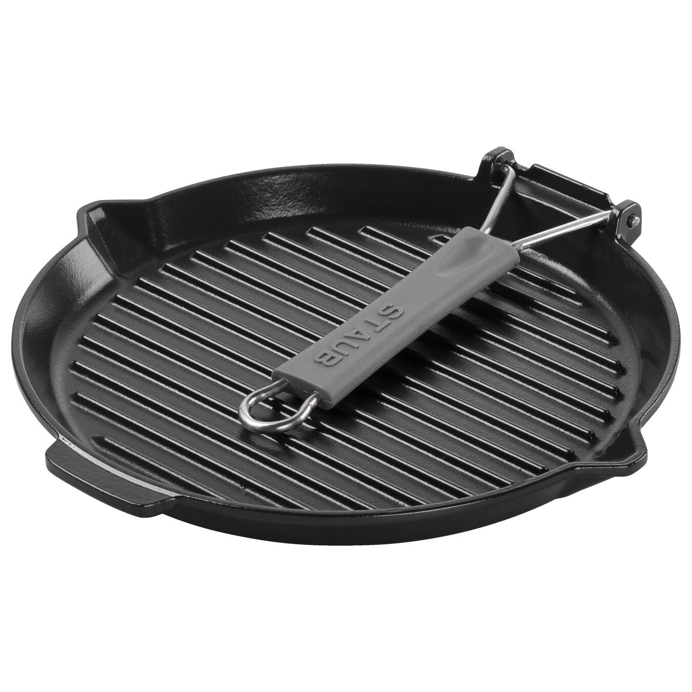Staub Grill Pans Grill pan with spouts round 28 cm, Black