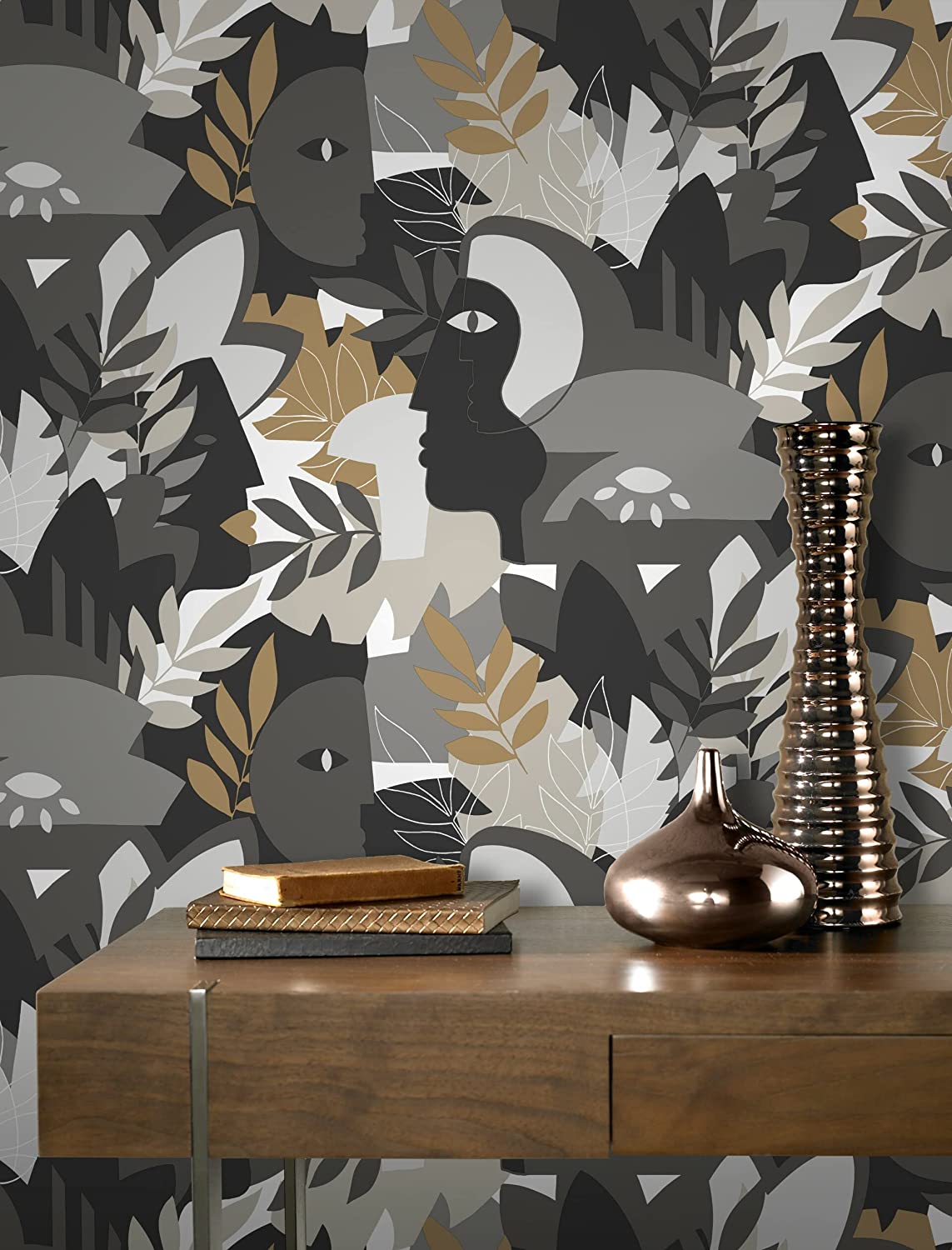 Rasch Wallpaper with Abstract Pattern Gray and Yellow