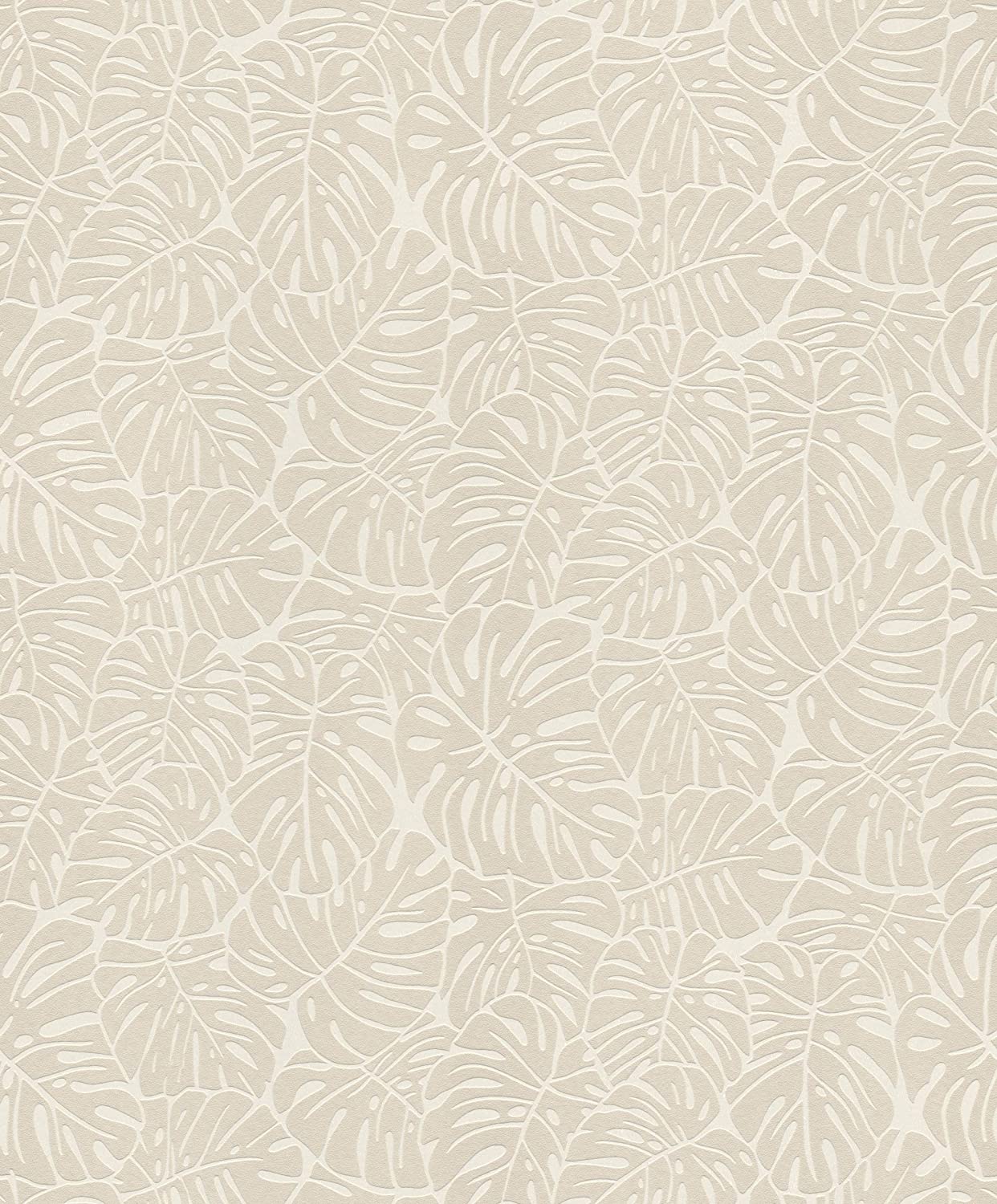 Rasch Wallpaper with White and Beige leaves