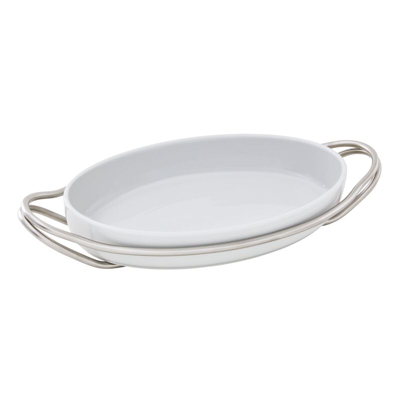 Sambonet New Living Oval Baking Dish with Hi-Tech Stainless Steel support cm 39