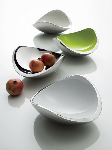 BUGATTI, Lullaby, Centerpiece and fruit bowl in Stainless Steel, White