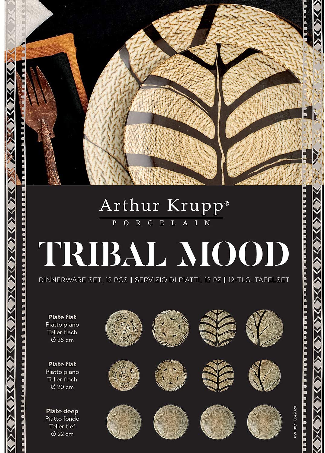 Arthur Krupp 67350-A2 Tribal Mood Porcellana - Servizio piatti, 12 pz