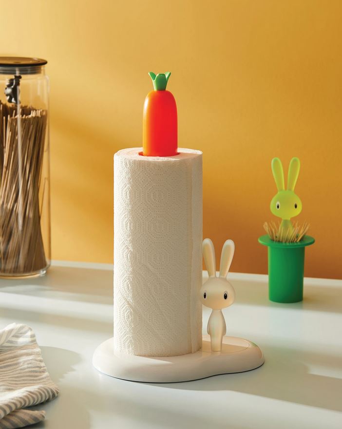 Alessi Bunny &amp; Carrot Kitchen Roll Holder, White