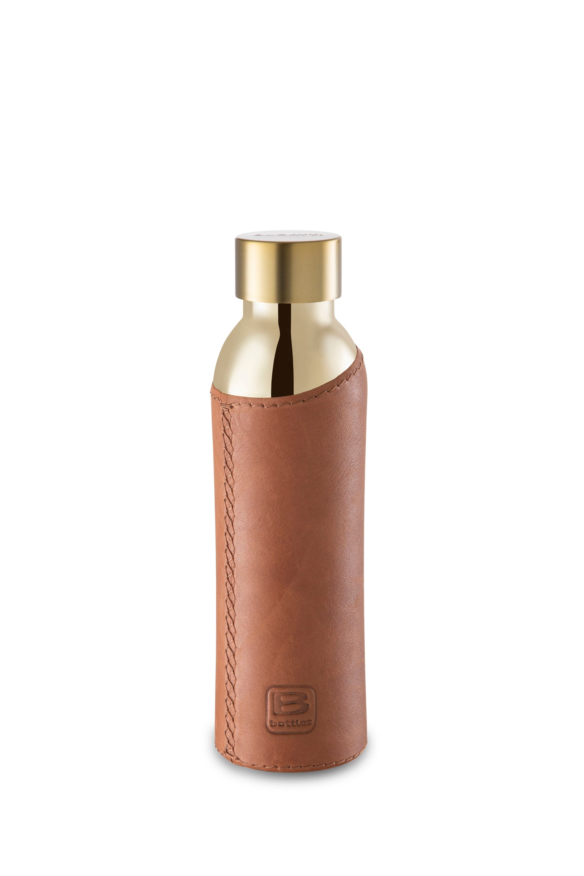 Bugatti B Bottles Gold Thermal Bottle 500 ML with Vintage Cognac Leather Cover