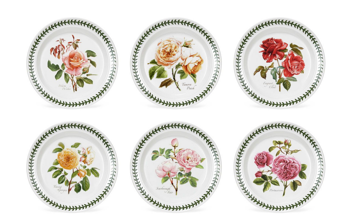 Portmeirion Botanic Roses Set of 6 fruit plates, 21cm