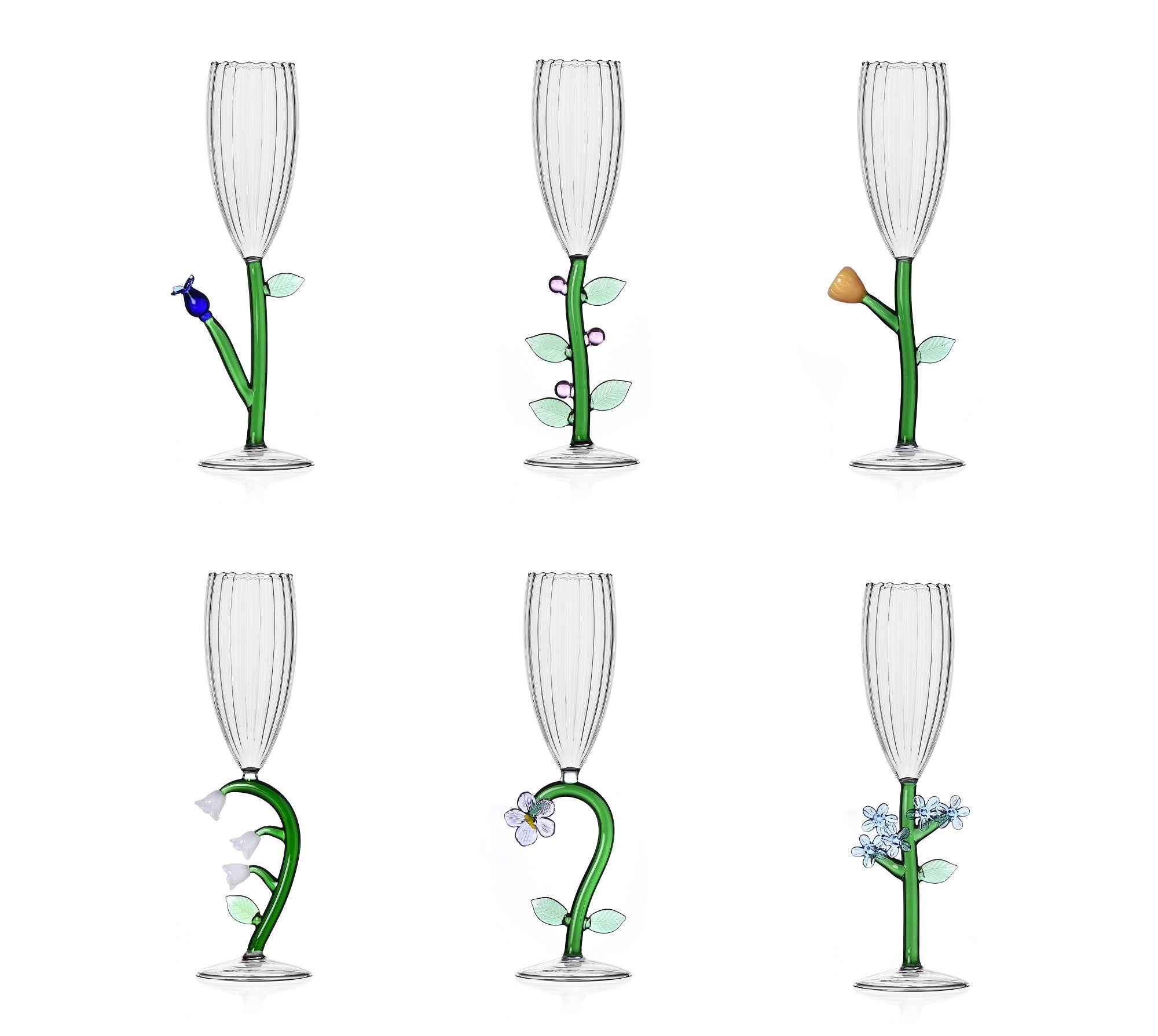 Ichendorf Botanica set 6 Optical Flute with Flower decoration