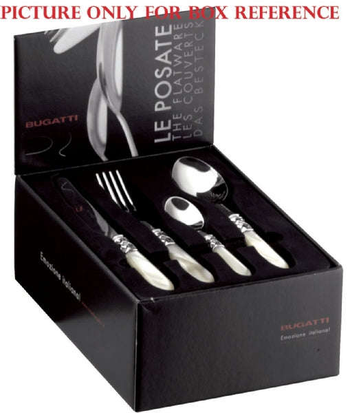 BUGATTI, Cristallo, 24-piece cutlery set in 18/10 stainless steel, antique silver-plated ring and transparent color handle