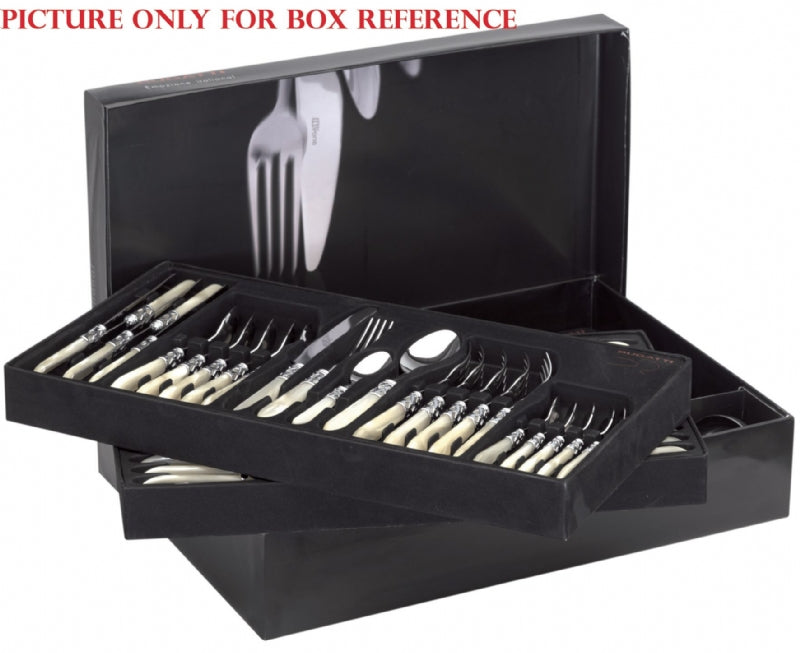 BUGATTI, Cristallo, 75-piece cutlery set in 18/10 stainless steel, chromed ring and Bordeaux color handle