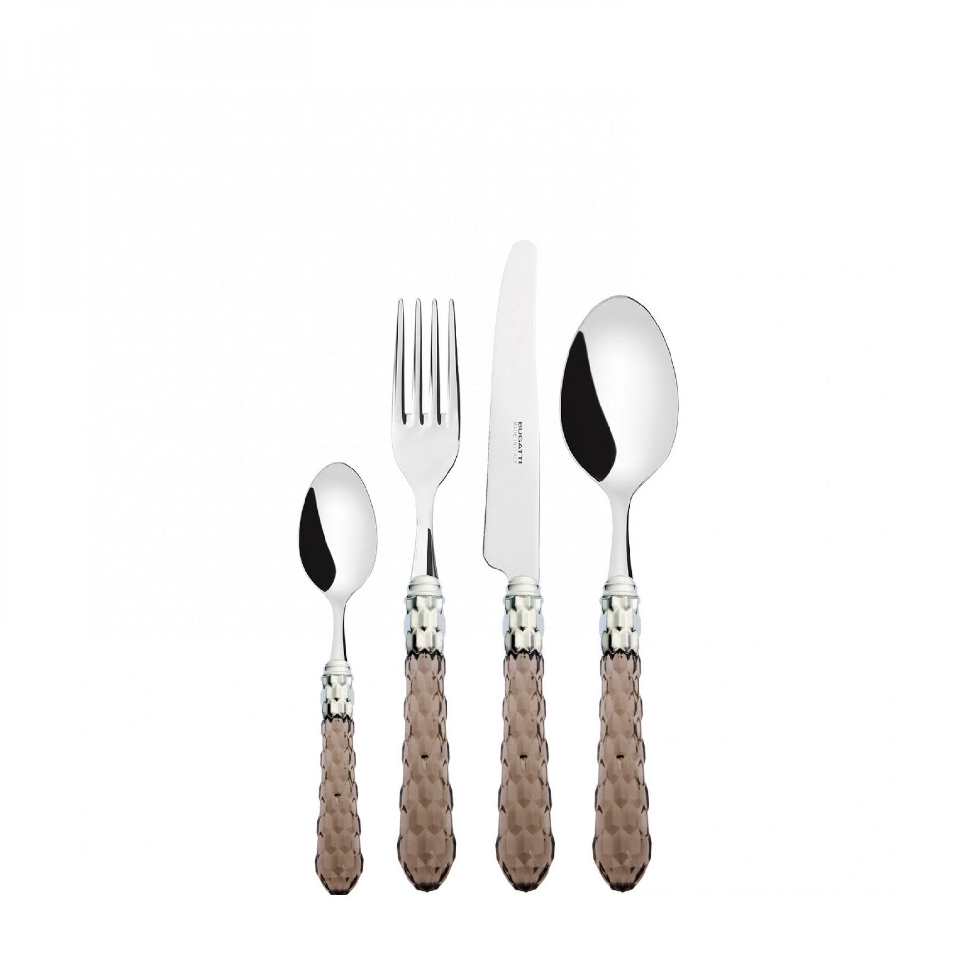 BUGATTI, Crystal, 24-piece cutlery set in 18/10 stainless steel with chromed ring. Packaged in a compact lithographed box
