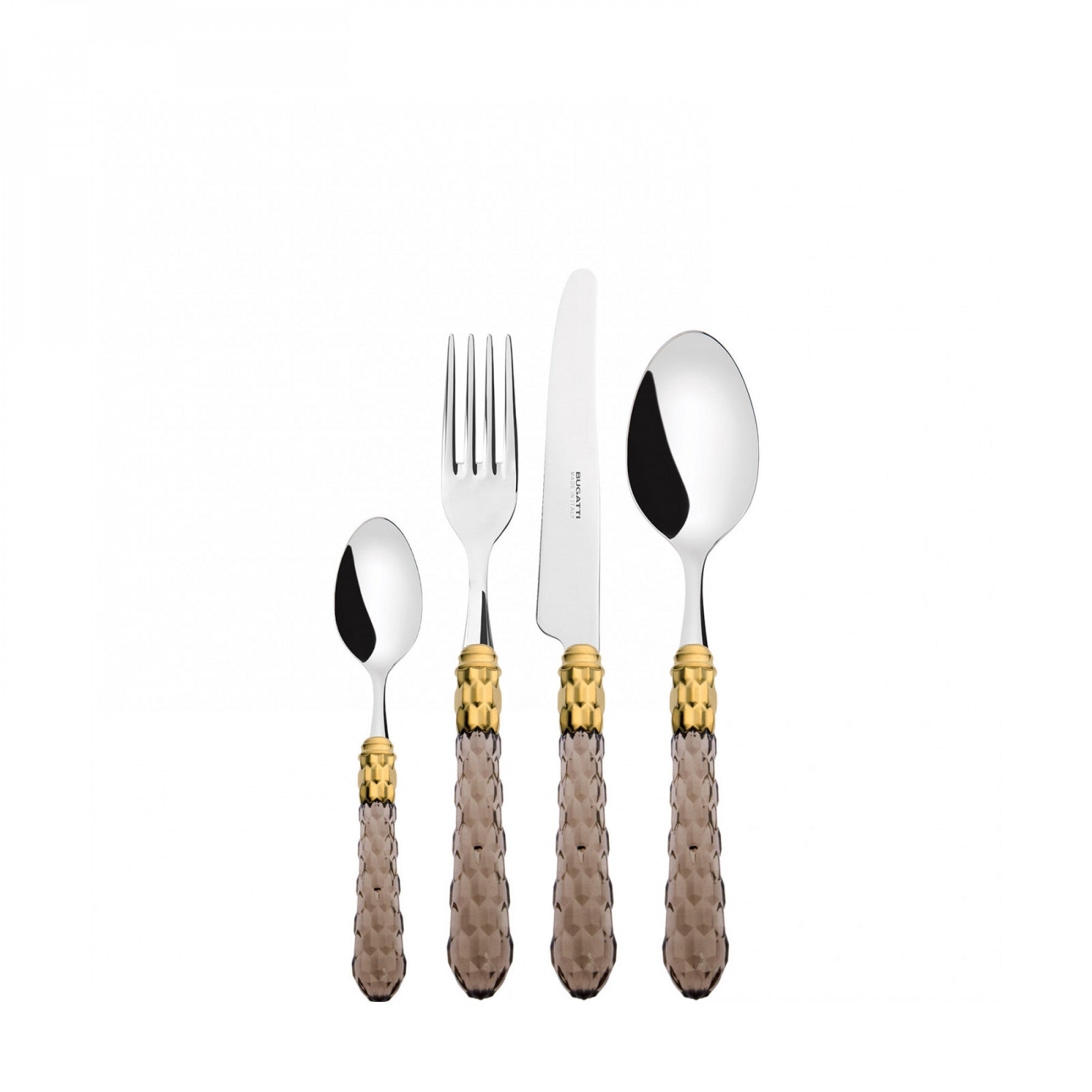BUGATTI, Cristallo, 24-piece cutlery set in 18/10 stainless steel with golden ring. Packaged in a Compact lithographed box