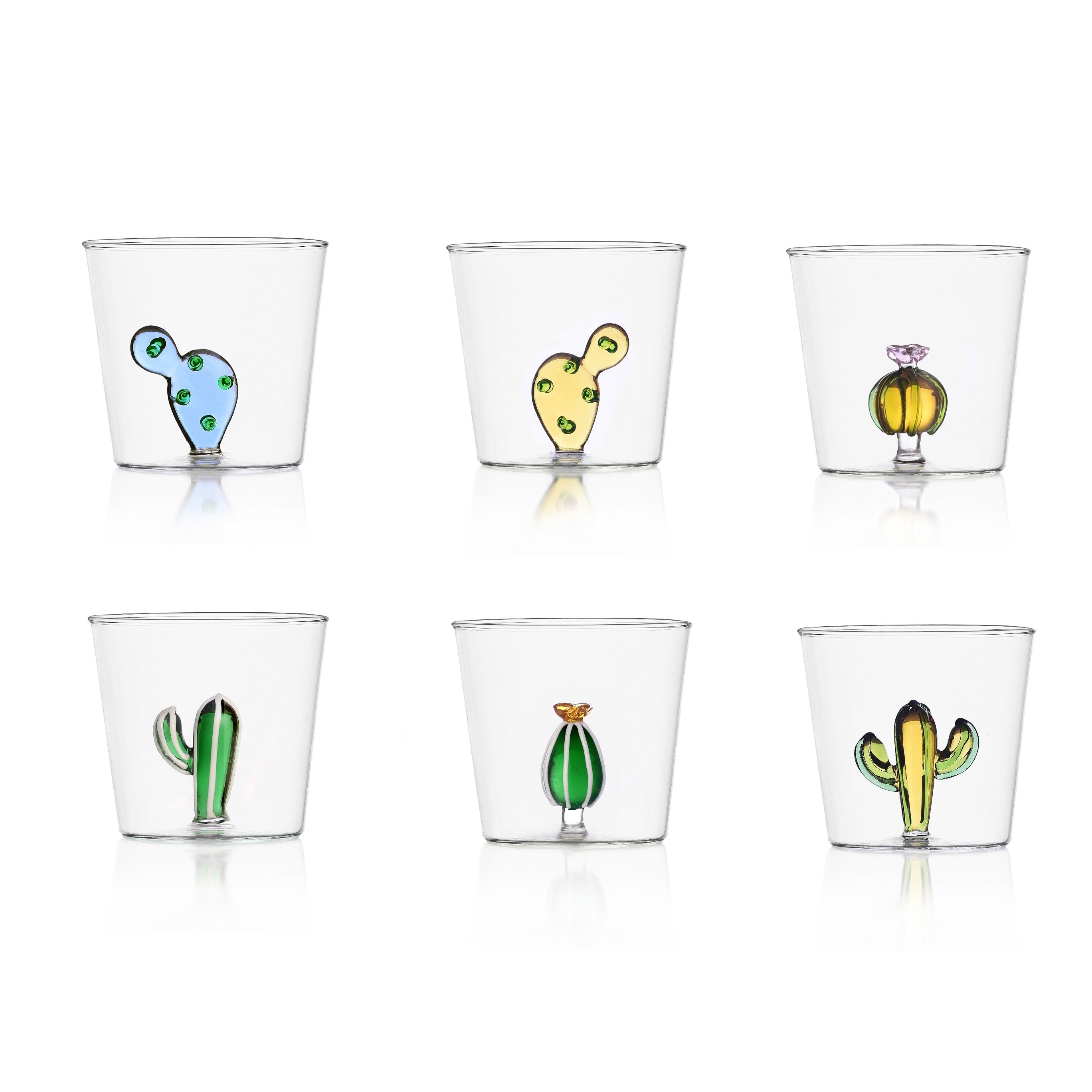 Ichendorf Desert Plants Set of 6 Cactus Decorated Water Glasses — Locatelli  House Store