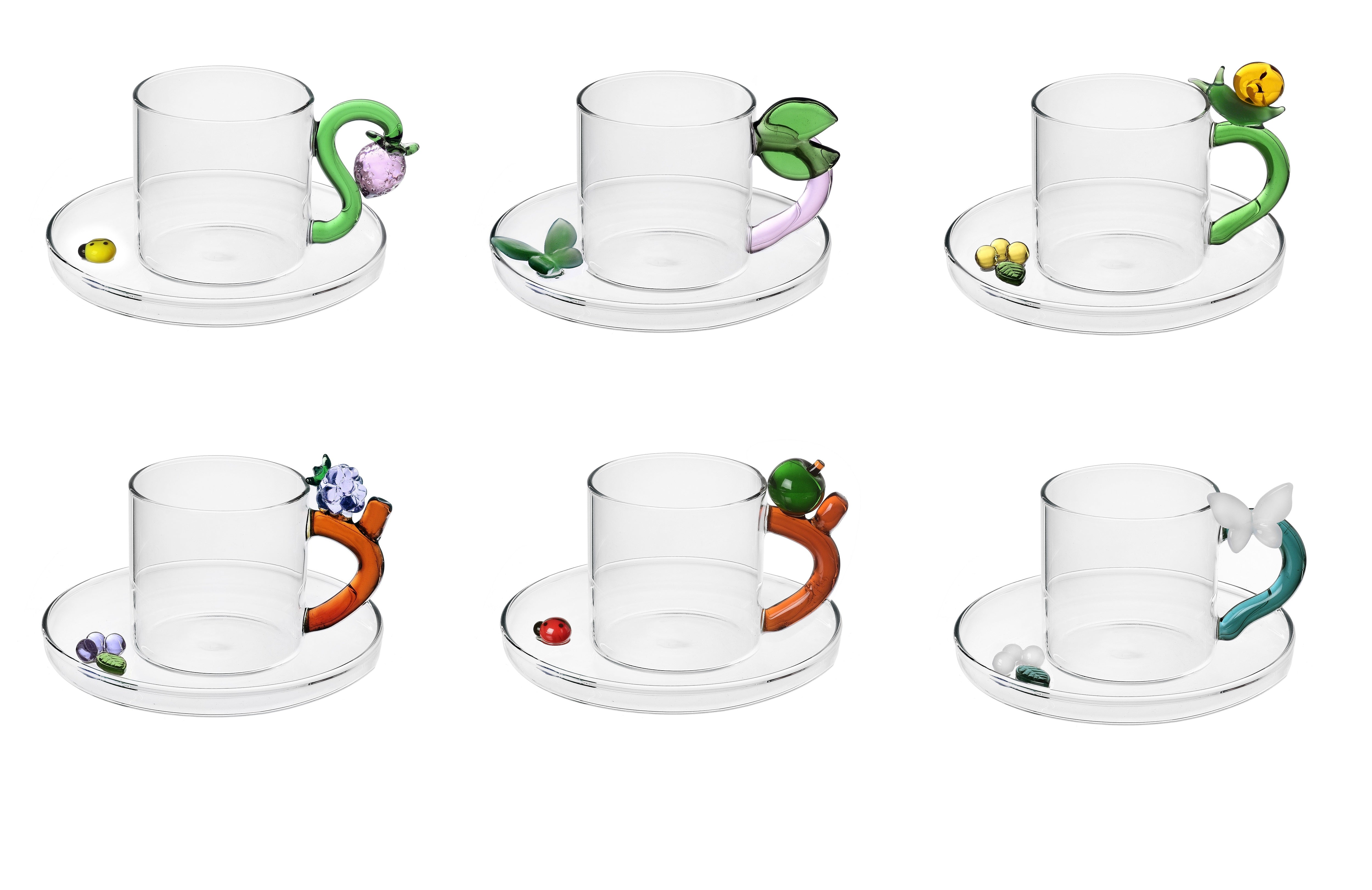 Ichendorf Fruits &amp; Flowers Set mit 6 Kaffeetassen, verschiedene Farben