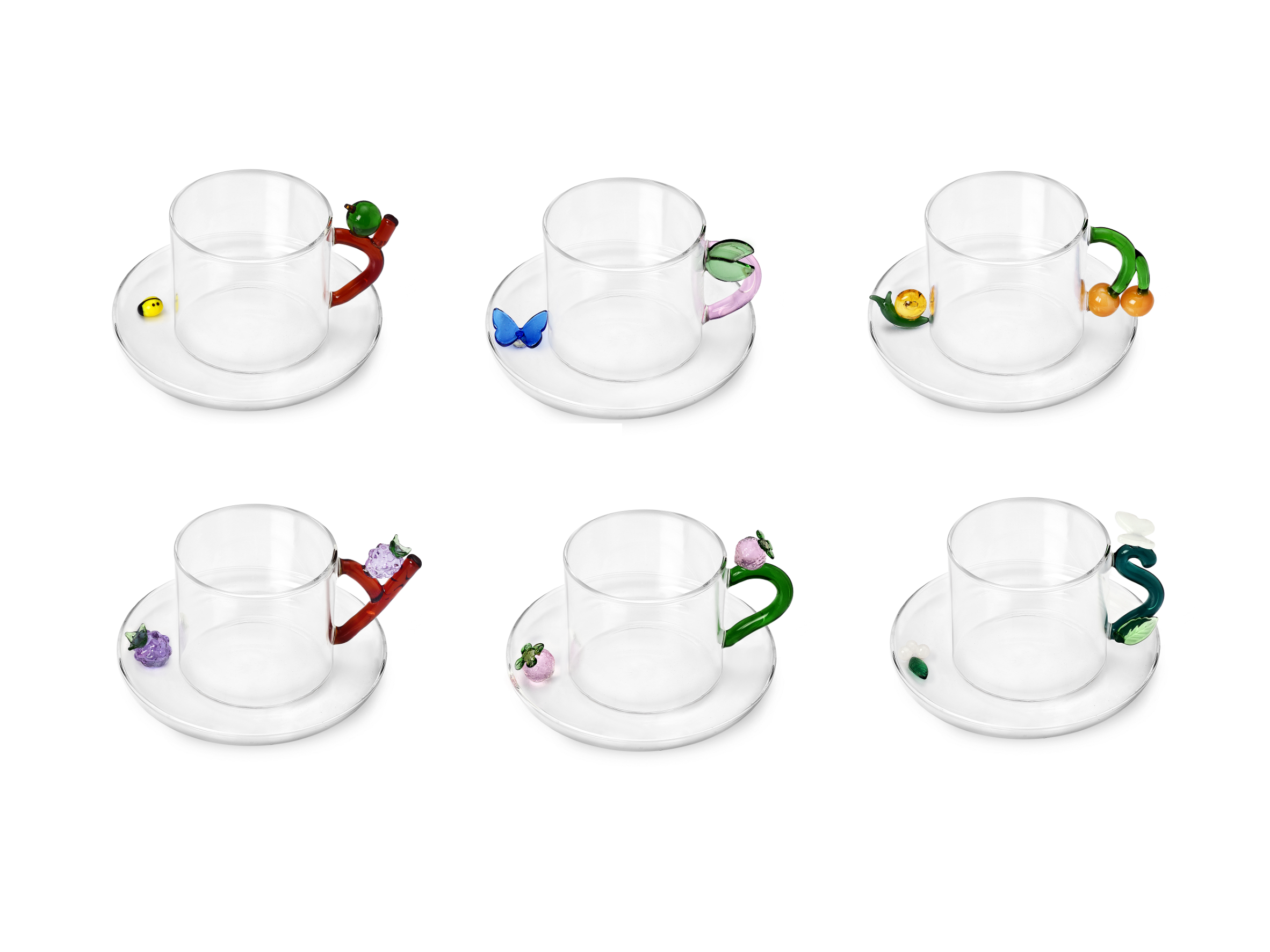 Ichendorf Fruits &amp; Flower Set mit 6 Teetassen, verschiedene Dekorationen