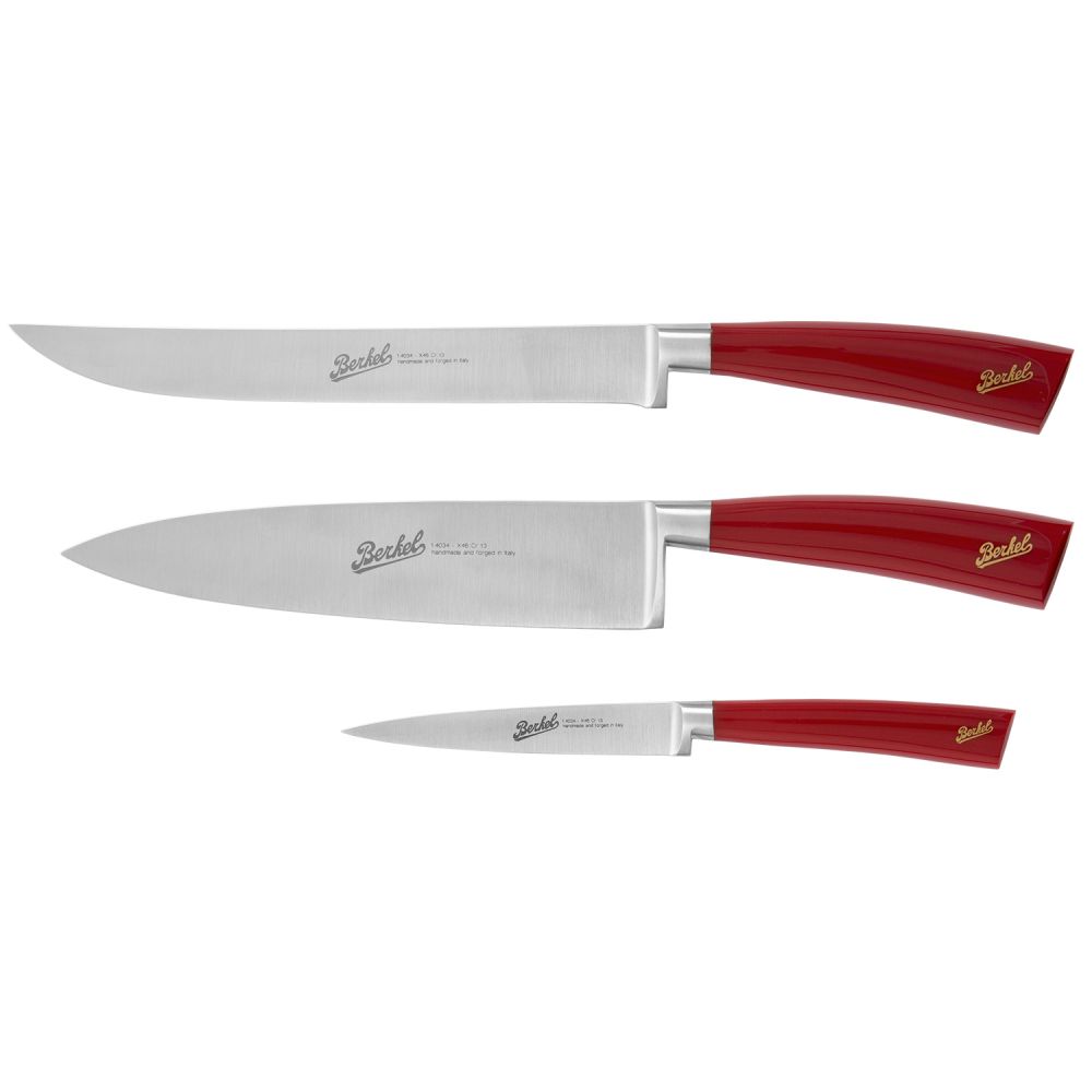 Berkel Knives Block Bag + Set Küchenmesser Chef Elegance Rot