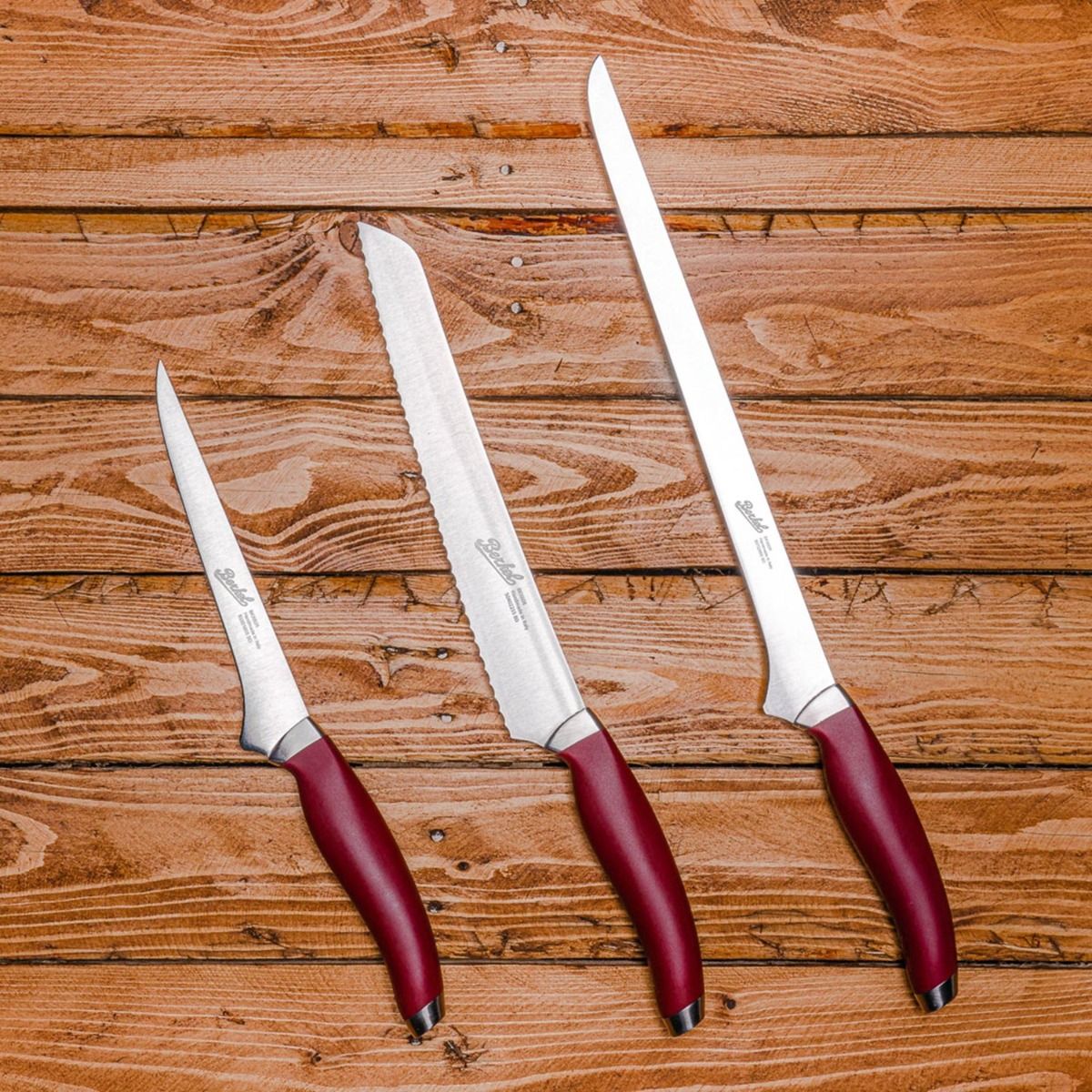 Berkel Teknica set of 3 Red Chef's knives