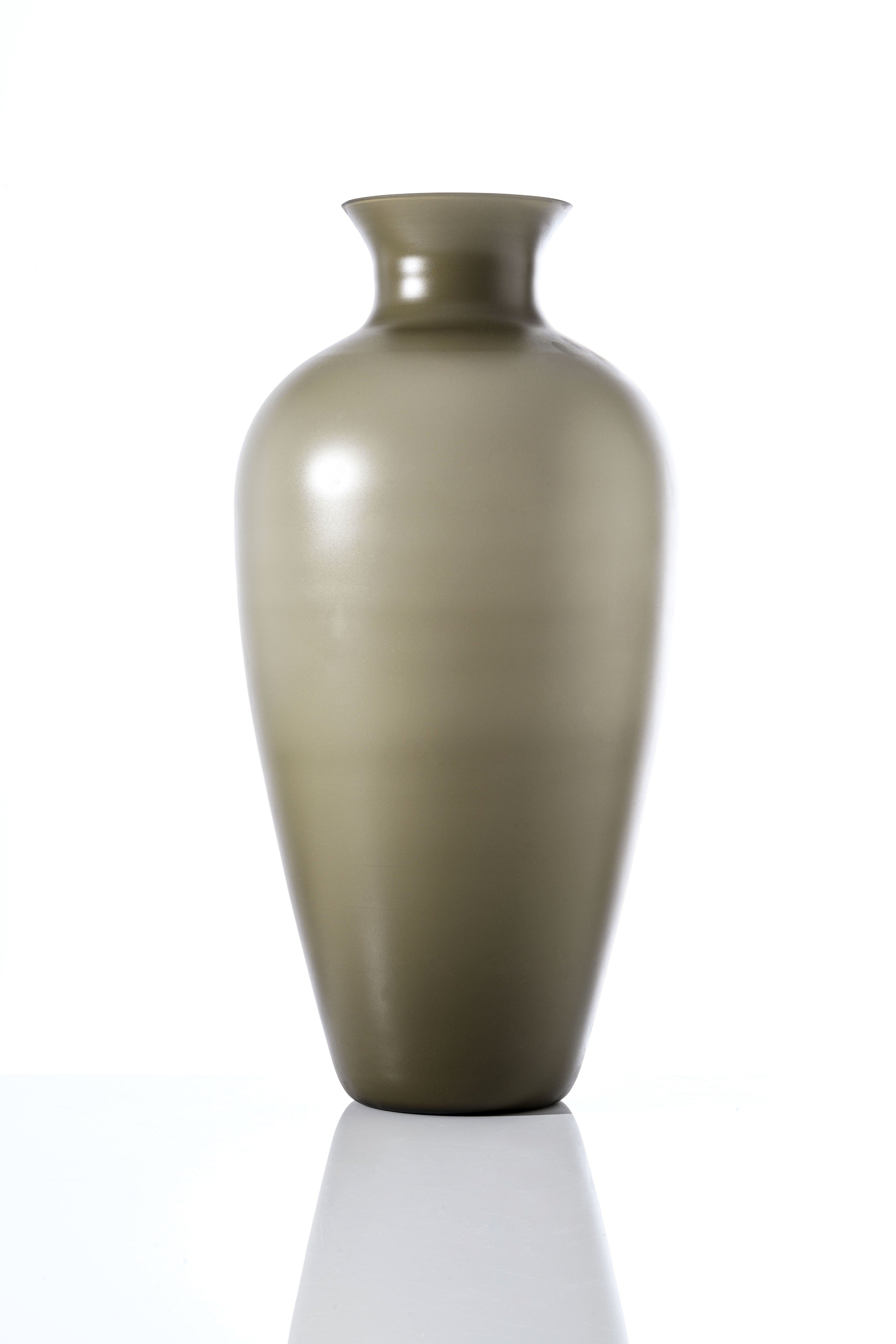 Venini Labuan Large Vase Taupe inside Lattimo Sandblasted